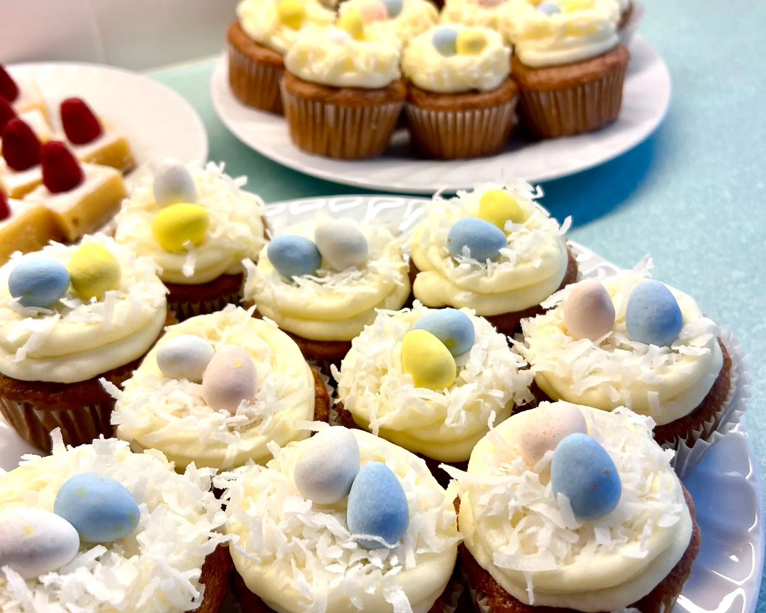 Cupcakes decorated to look like little nests