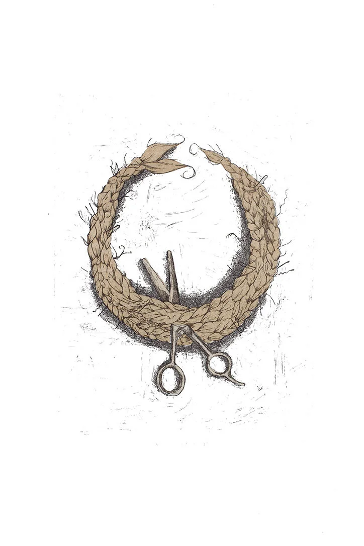 Hair Wreath, etching with chine colle, 14" x 11", 2008
