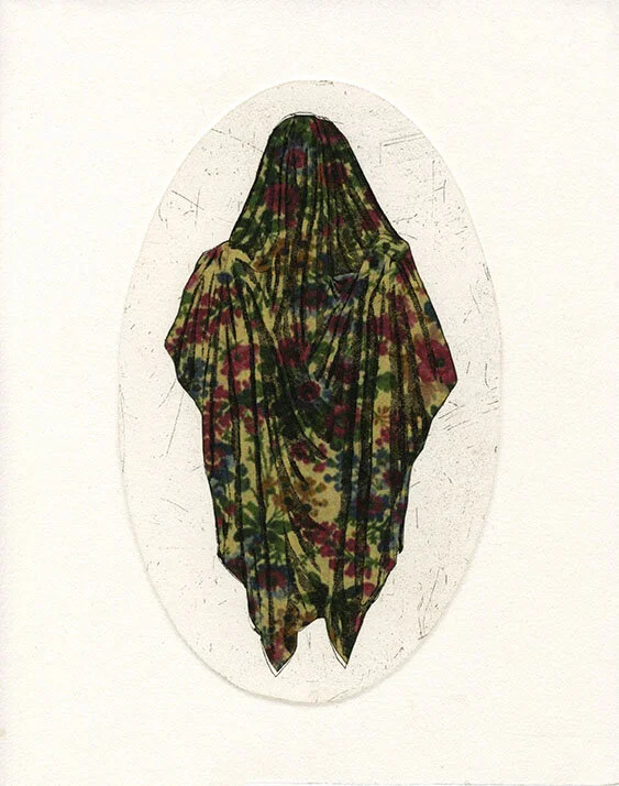 The Mummer, etching with digitally printed chine colle, 8” x 10”, 2016