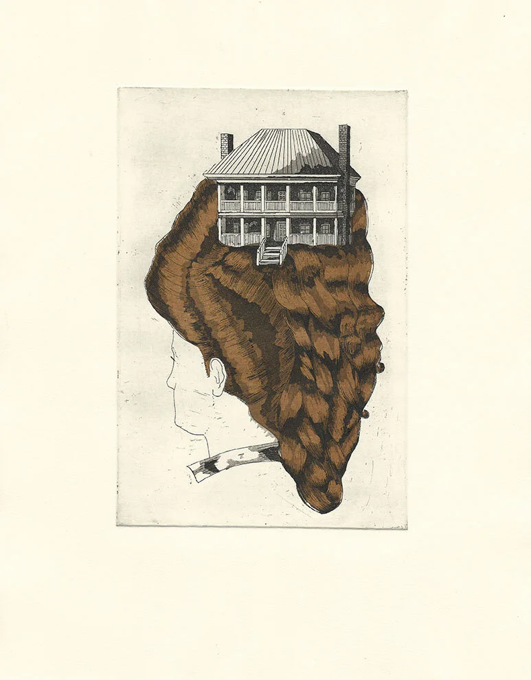 The Heavy Crown, etching with chine colle, 11” x 14”, 2019