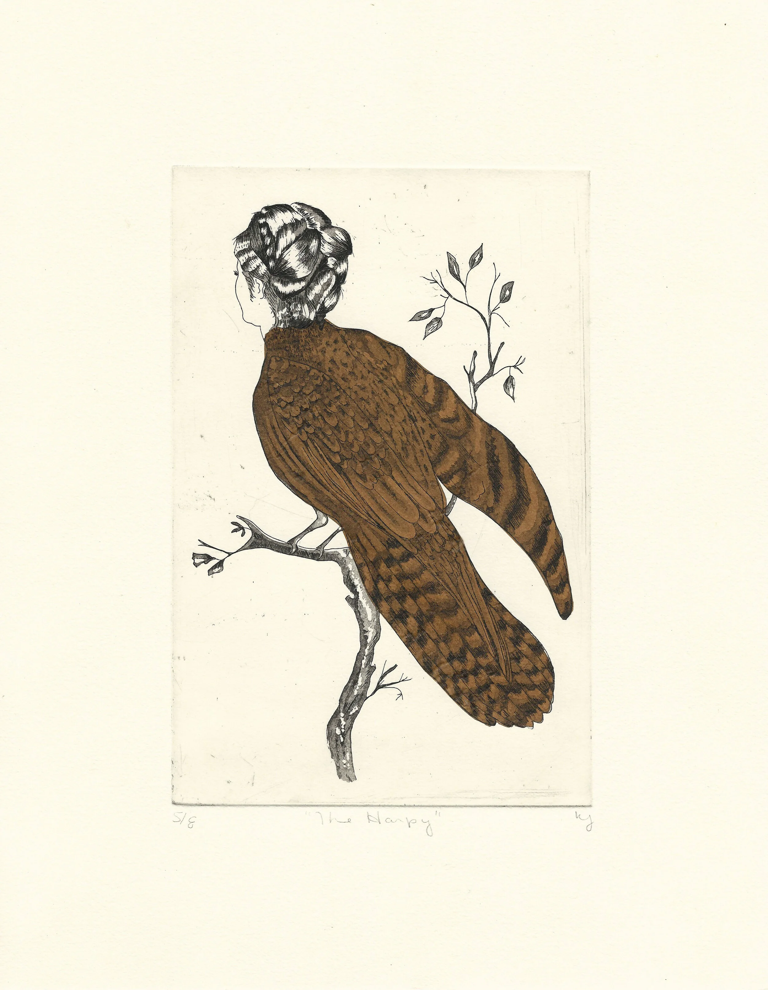 The Harpy, etching with chine colle, 14" x 11", 2020