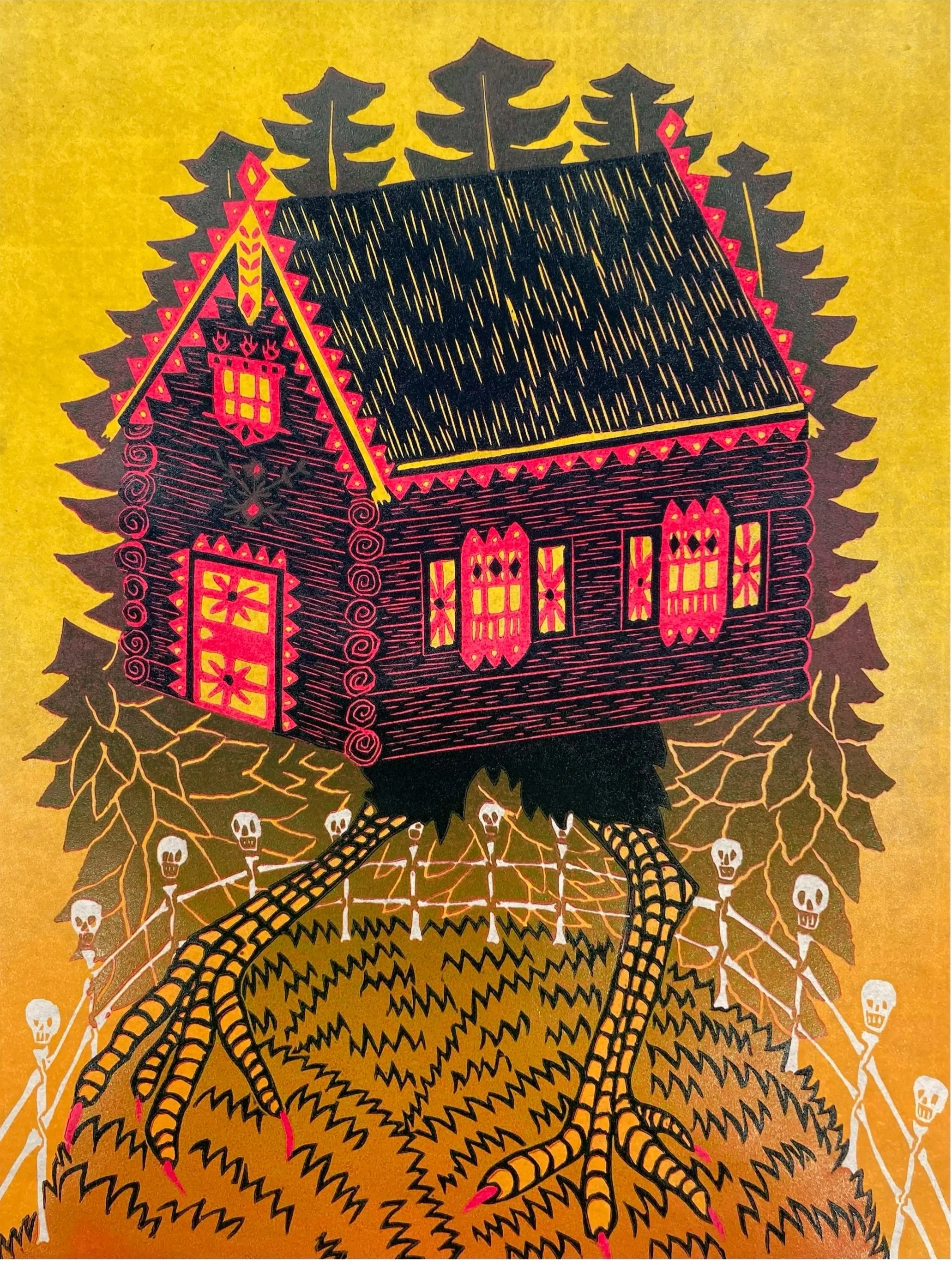 Hut, Hut, reductive relief, 14" x 11", 2022