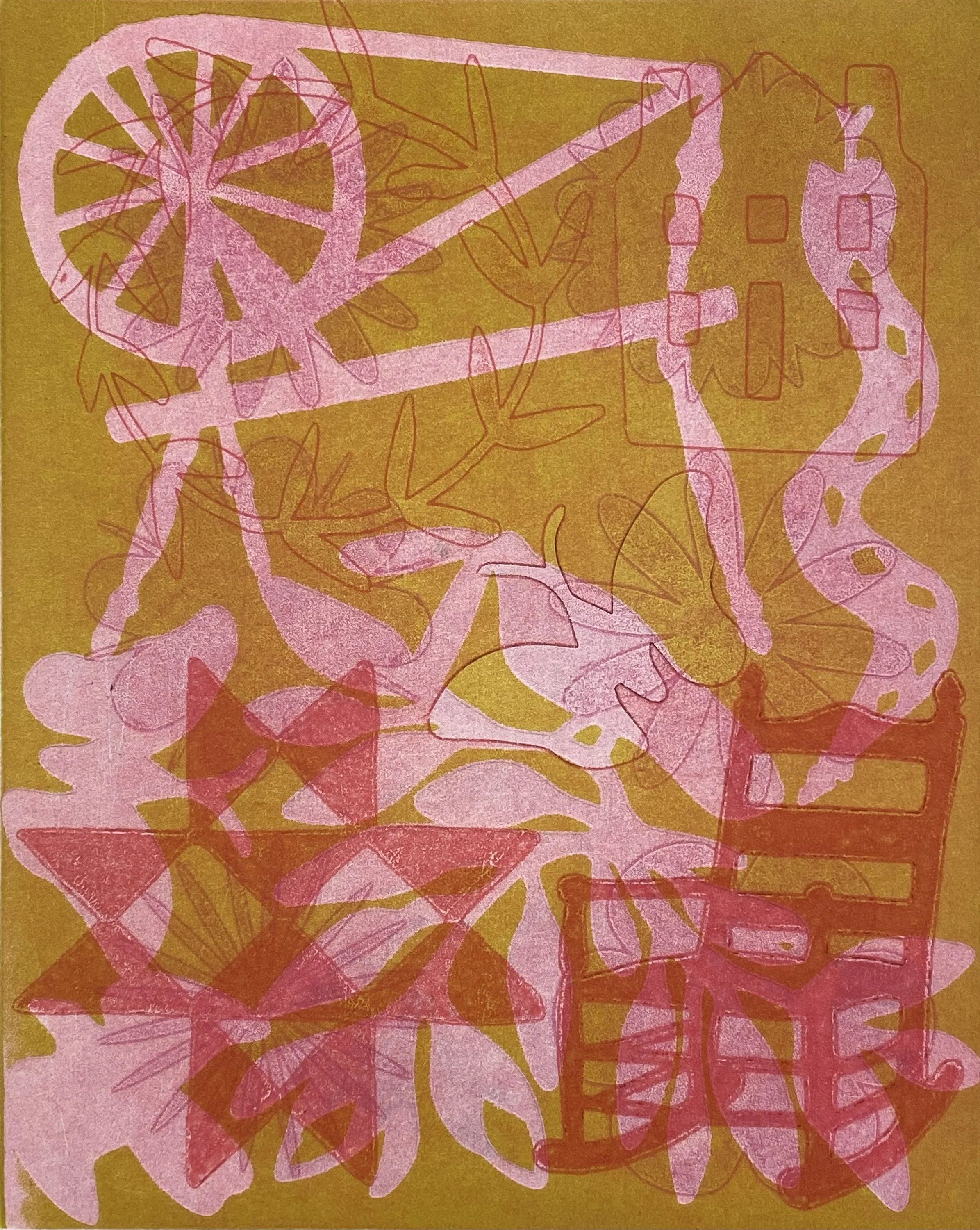 Small Crewelwork V, stencil monoprint, 14" x 11", 2022