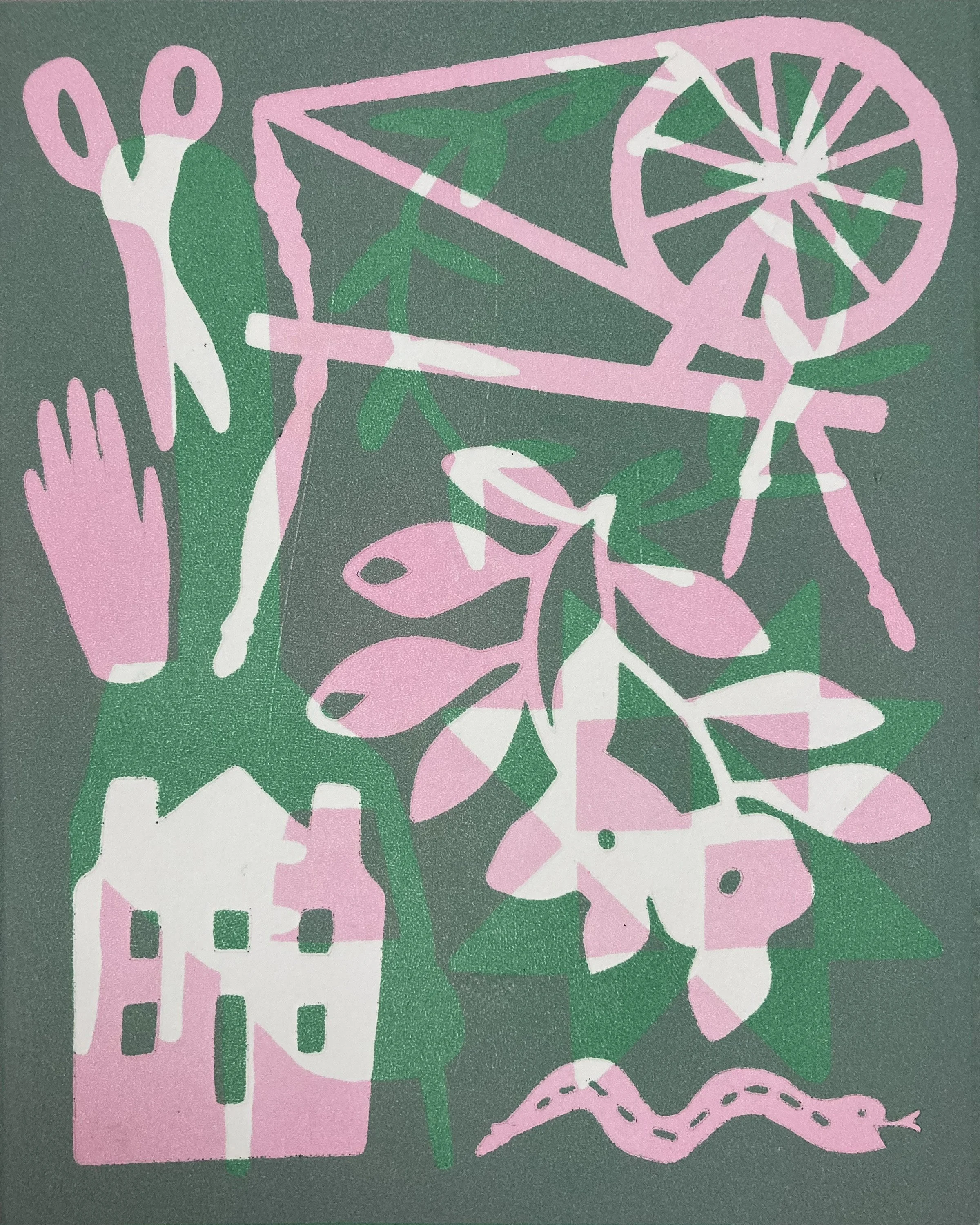 Small Mother Ann V, stencil monoprint, 14" x 11", 2022