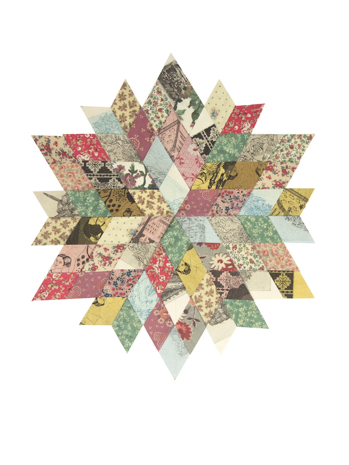 Golden Slumbers, 22” x 30”, collaged etchings and digital prints on kozo, 2018
