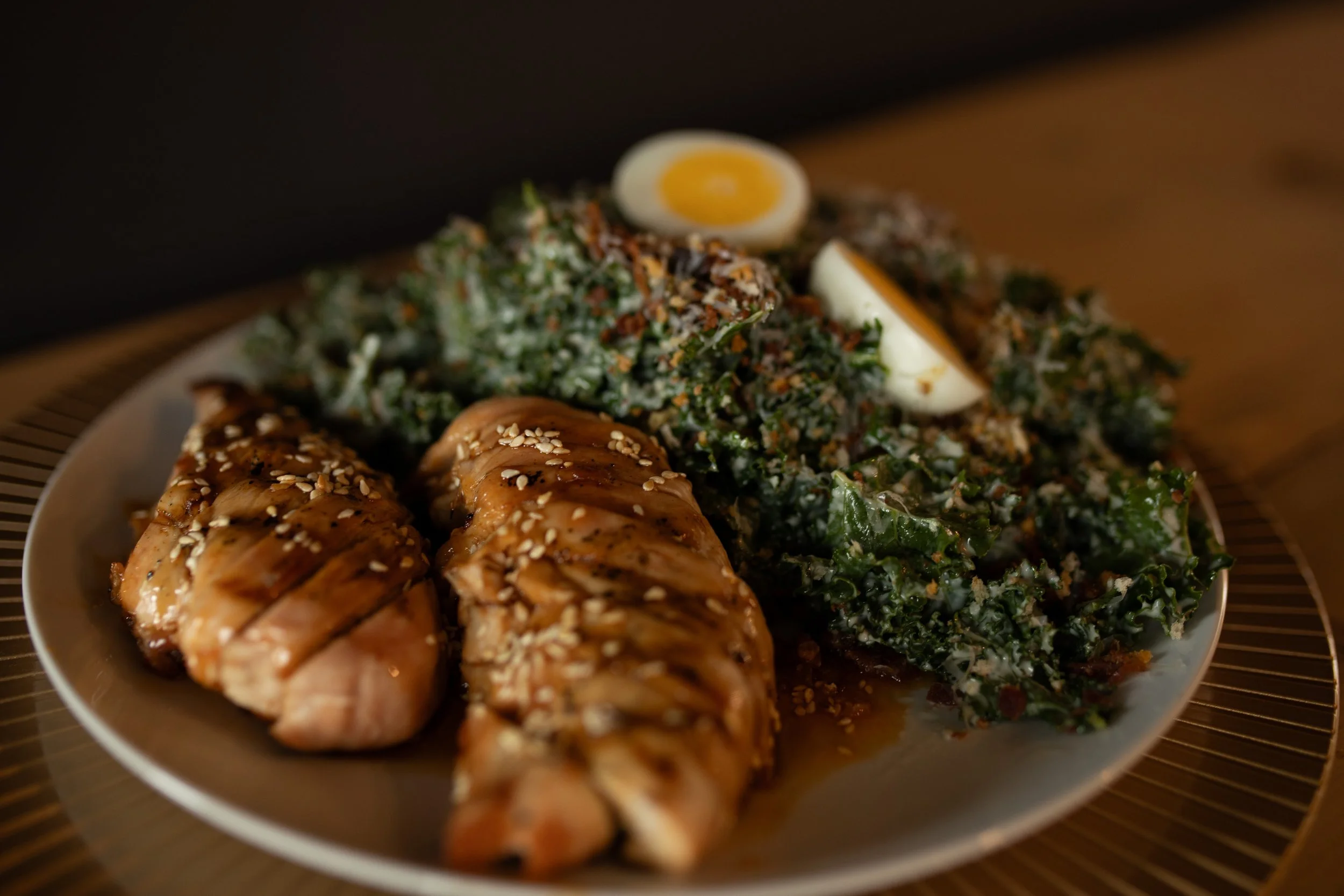 Tamari hot honey marinated grilled chicken breast 