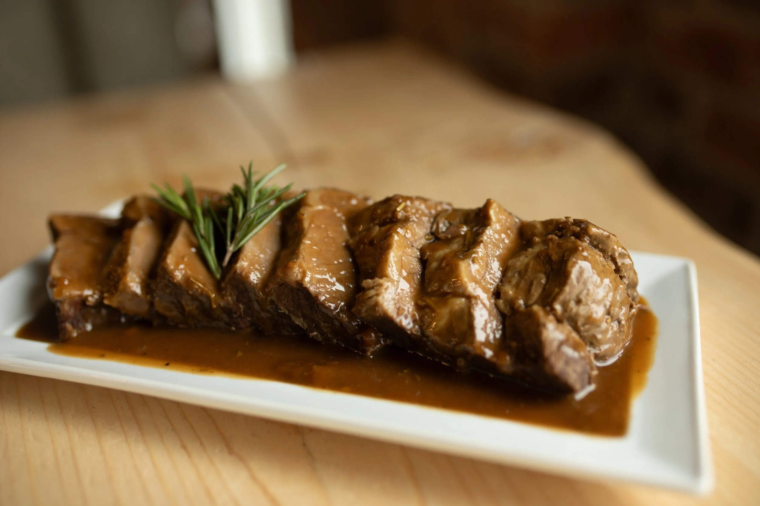 Rosemary braised roast beef & porcini jus