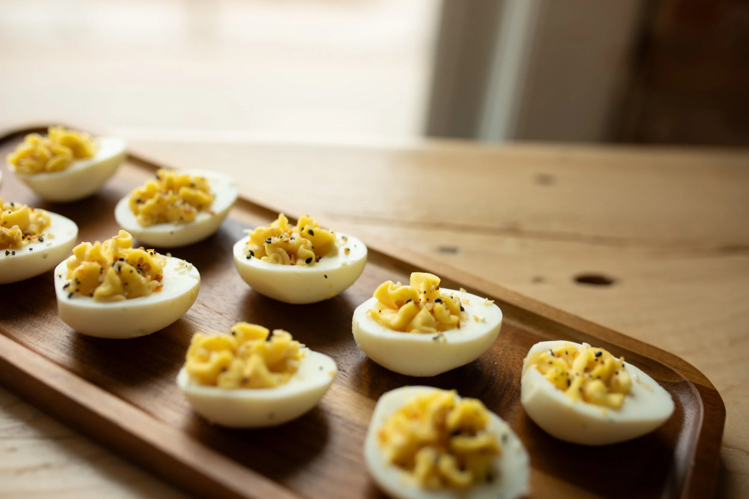 Everything bagel spice deviled eggs 