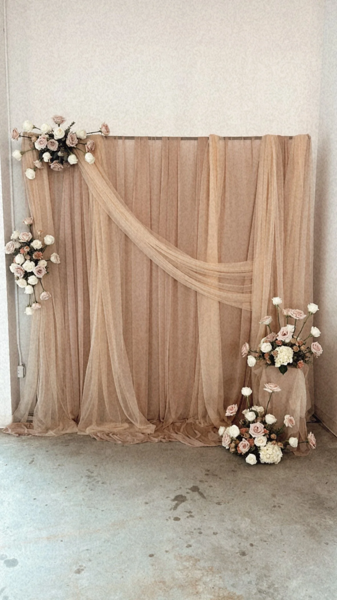 Champagne & Deep Champagne Tulle Backdrop