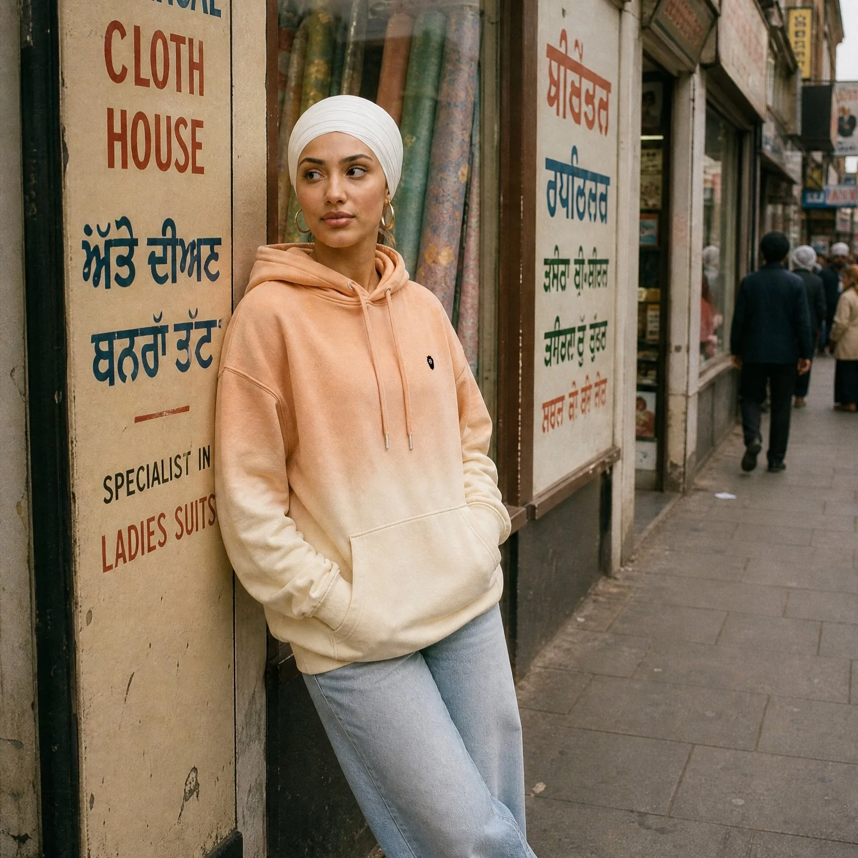 Ladies suits on the wall. Different kind of fit on her back. Your hoody won&rsquo;t look exactly like hers. That&rsquo;s the point. 
.
.
.
#dastaarclothing #streetwear #ootd #diasporafashion #londonstreetstyle