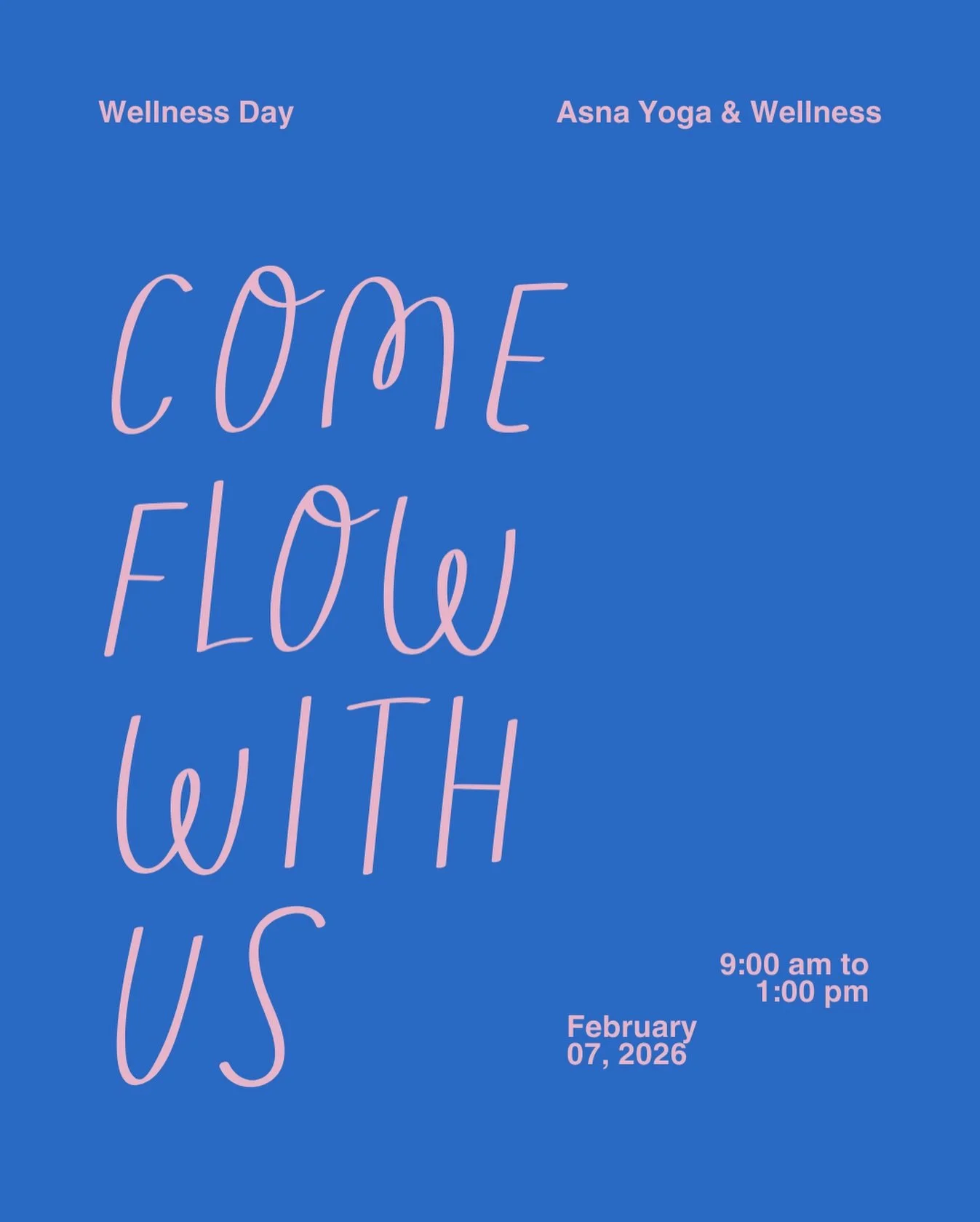 Reminder!  Ishtar&rsquo;s Circle Wellness Day
📅 Feb 7, 2026 🕘 9:00 AM&ndash;1:00 PM 📍 Asna Yoga &amp; Wellness Studio

Join us for a restorative morning centered on wellness, care, and community. The day will feature grounding yoga sessions alongs