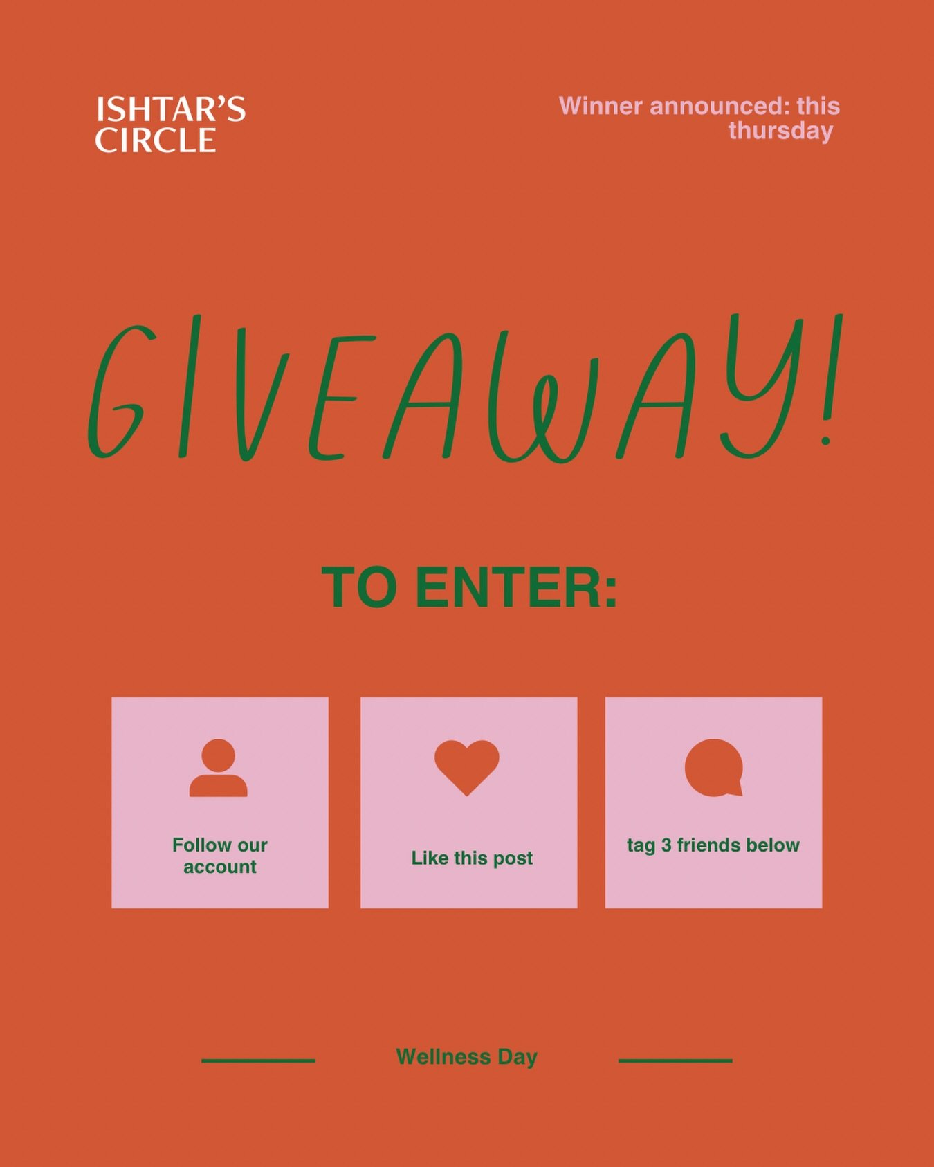 Ticket Giveaway!&nbsp;
 Win a ticket to this Saturday&rsquo;s wellness day.  
To enter:

 1 Follow us
 2 Like this post
 3 Tag 3 friends

Deadline: 2/5

Good luck! We hope to see you soon.