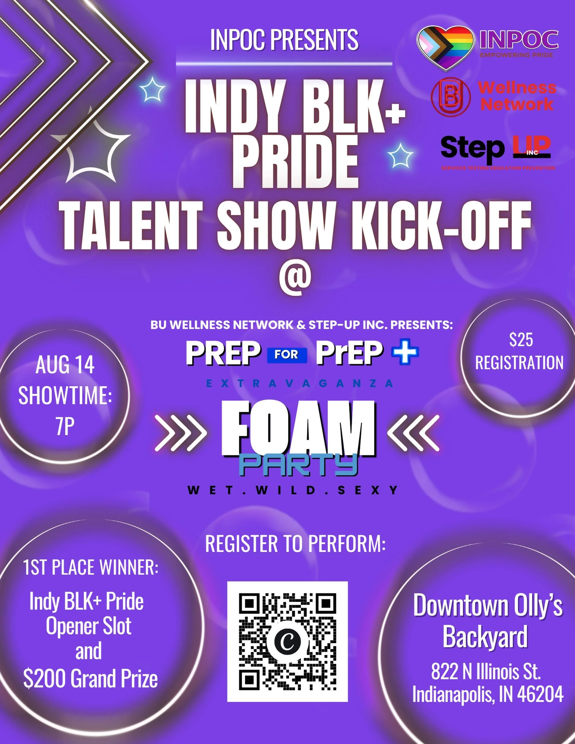 🎤🔥 THE STAGE IS YOURS. 🔥🎤

Can you command the crowd?

Indiana Pride of Color is bringing the Indy BLK+ Pride Talent Show Kick-Off to the Prep for PrEP Foam Party Extravaganza&mdash;and we&rsquo;re looking for the next star to open Indy BLK+ Prid