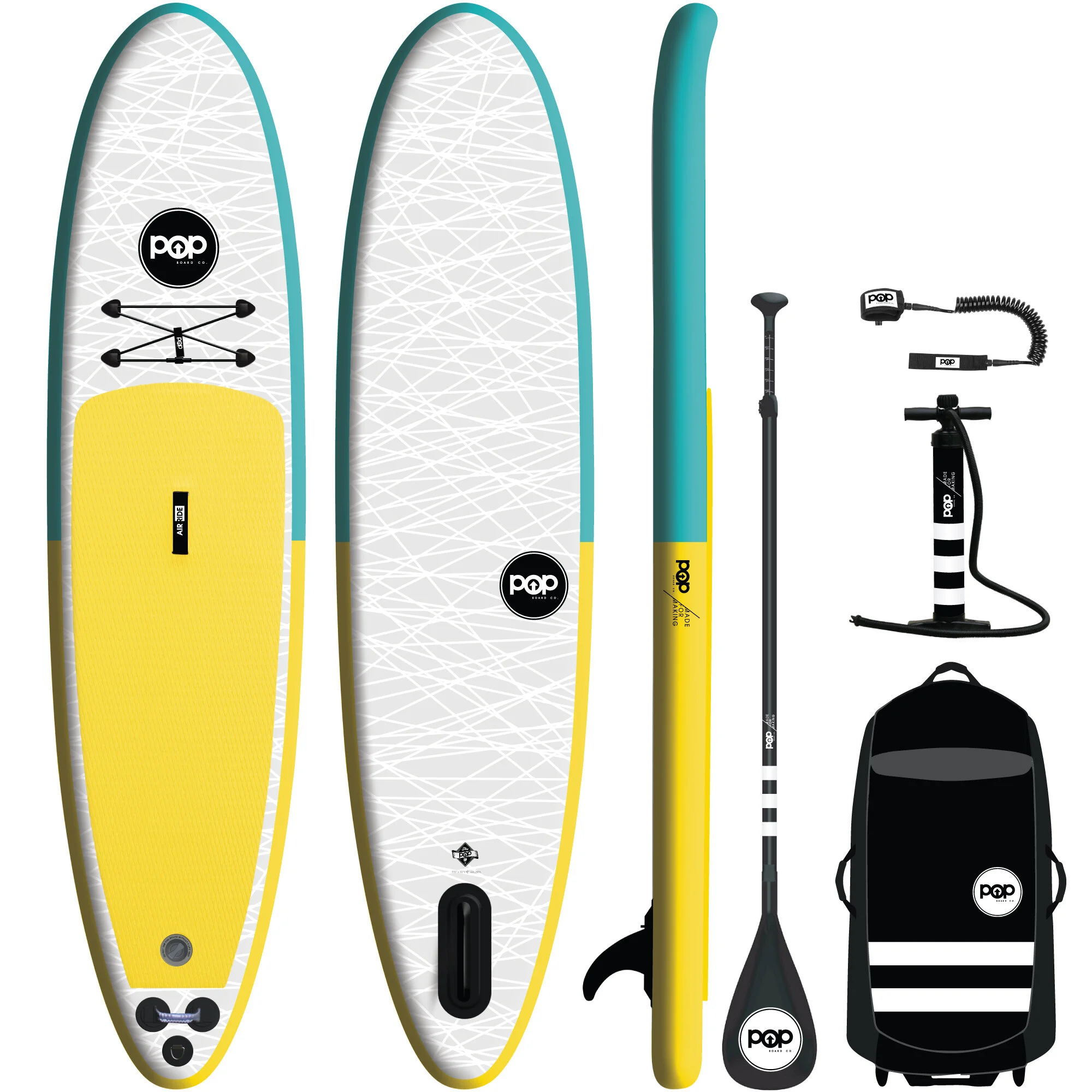 The Pop Up Inflatable SUP Package (Turquoise/Yellow)