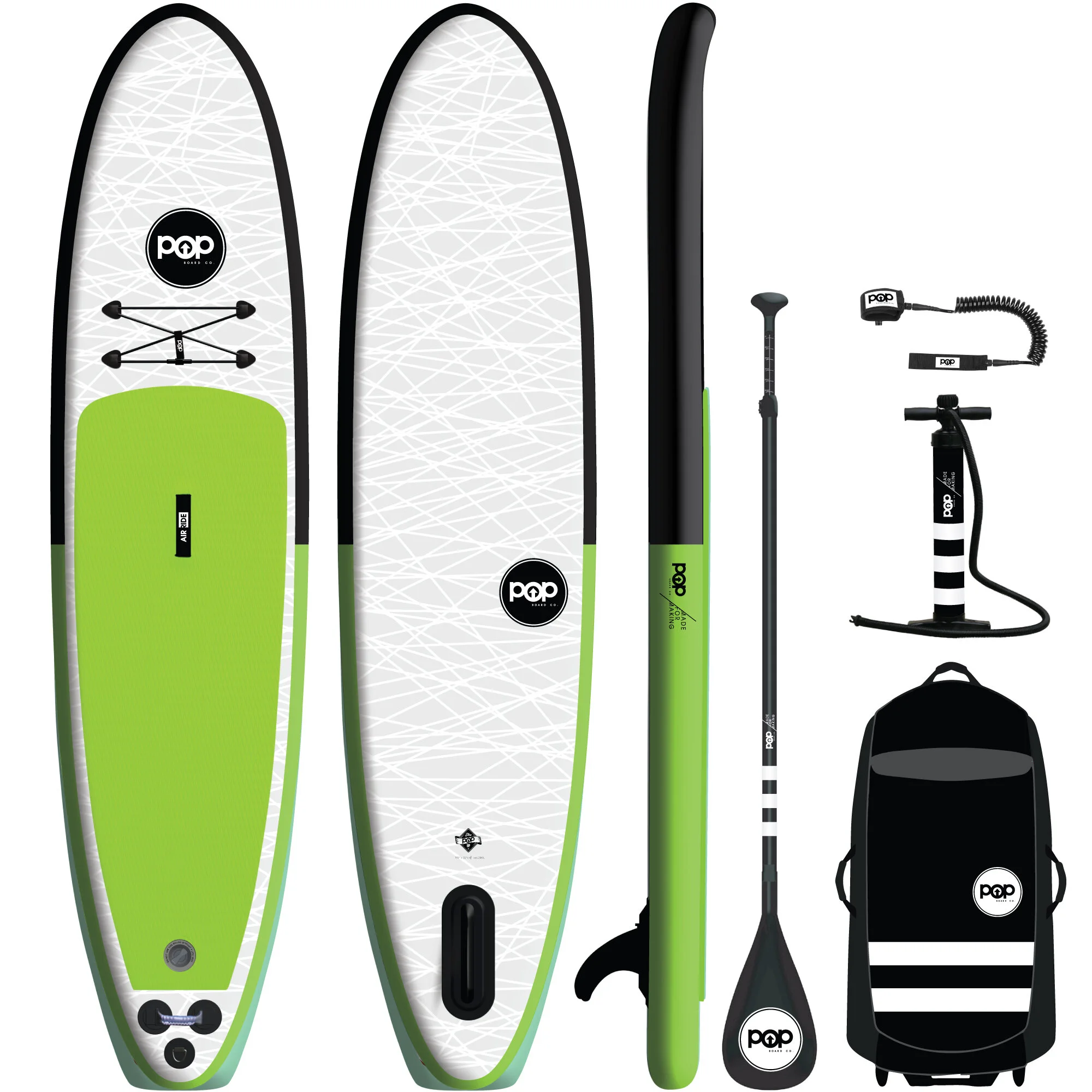 The Pop Up Inflatable SUP Package (Black/Green)