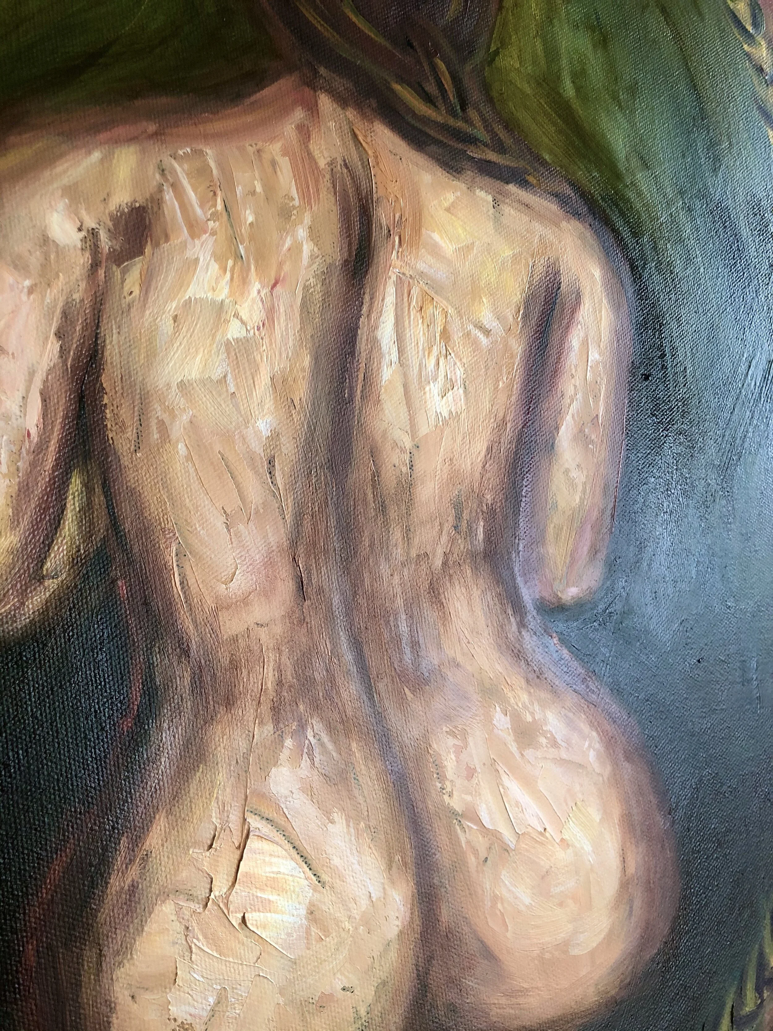 “Here you are”, oil on canvas, 30” X30”, 2020, by Yanli Tang