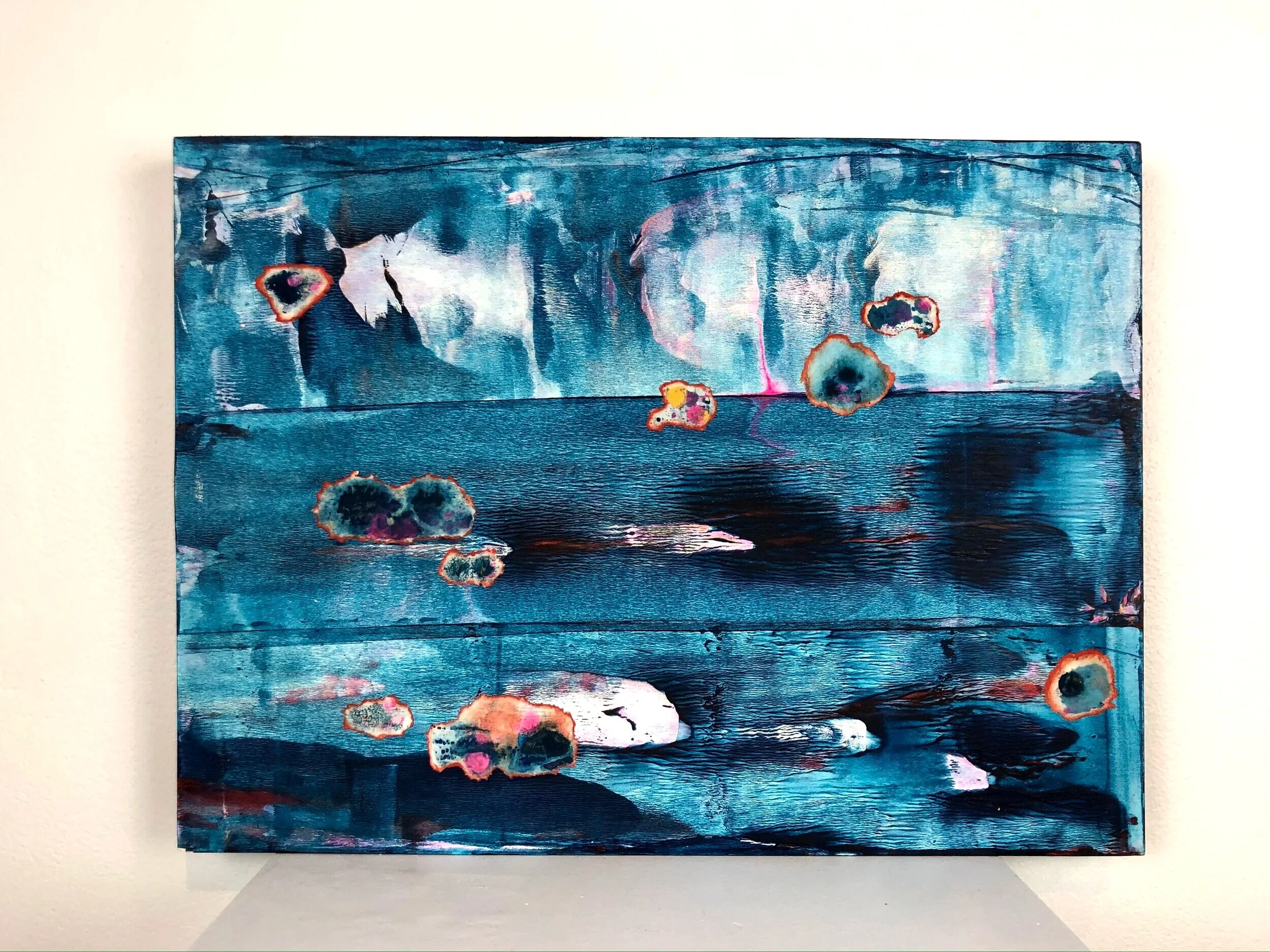 “ Dreams of a year —— Icy”, Mixed media on wood panels and paper, 30cm X 40cm, 2020.