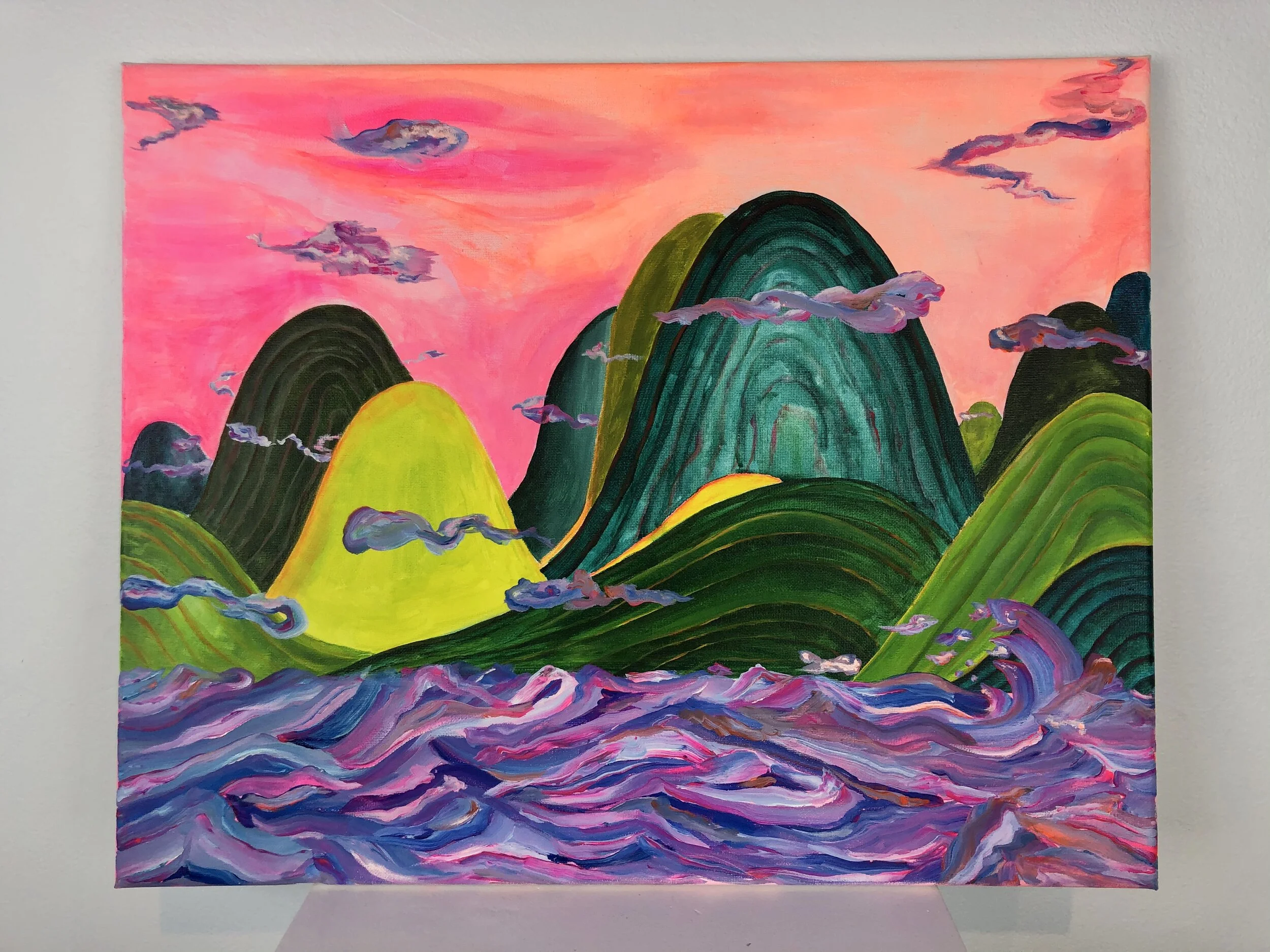 "one day",  Acrylic on Canvas, 16” x20”, 2021