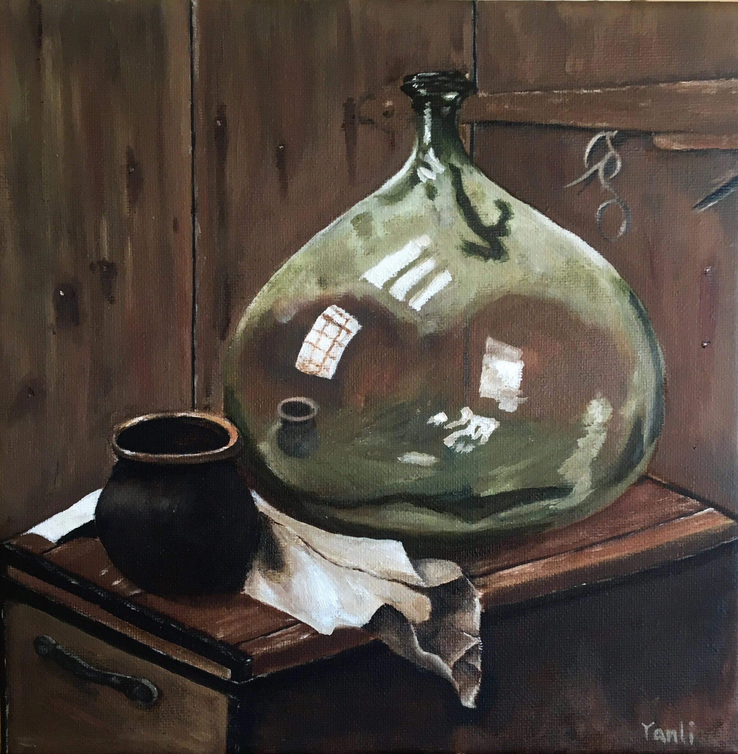 "Still life",  oil on linen canvas, 9.6 'X 9.6 ', 2018