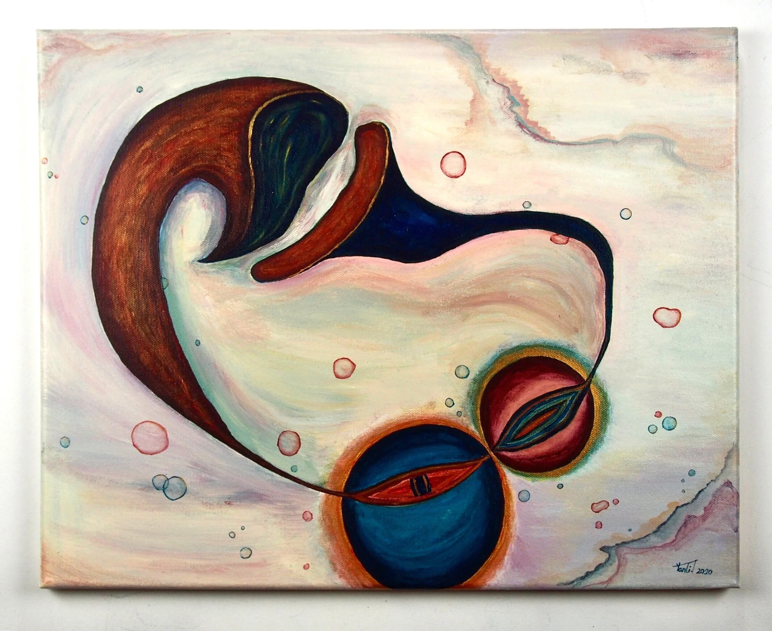 "Desire & struggle", Acrylic on canvas, 16” X 20”, 2020, by Yanli Tang