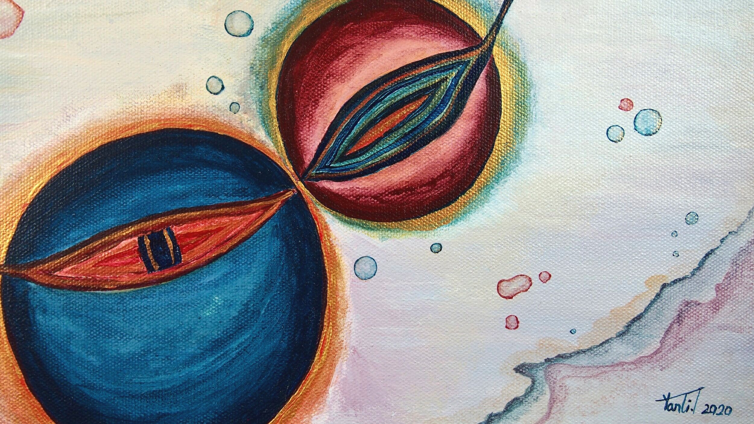 "Desire & struggle", Acrylic on canvas, 16” X 20”, 2020, by Yanli Tang