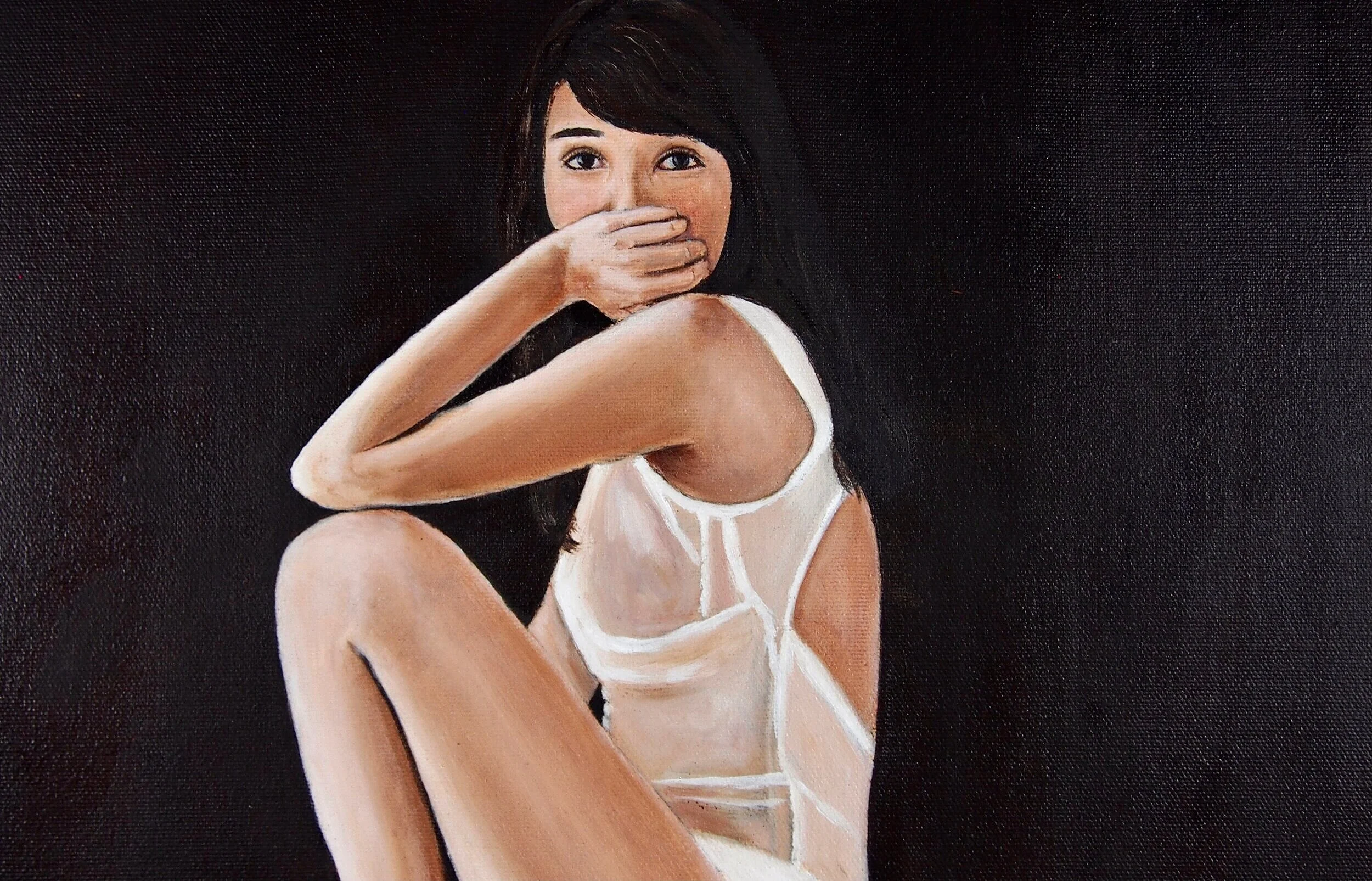 "A model",  Oil on canvas,  16“x20', 2019, by Yanli Tang