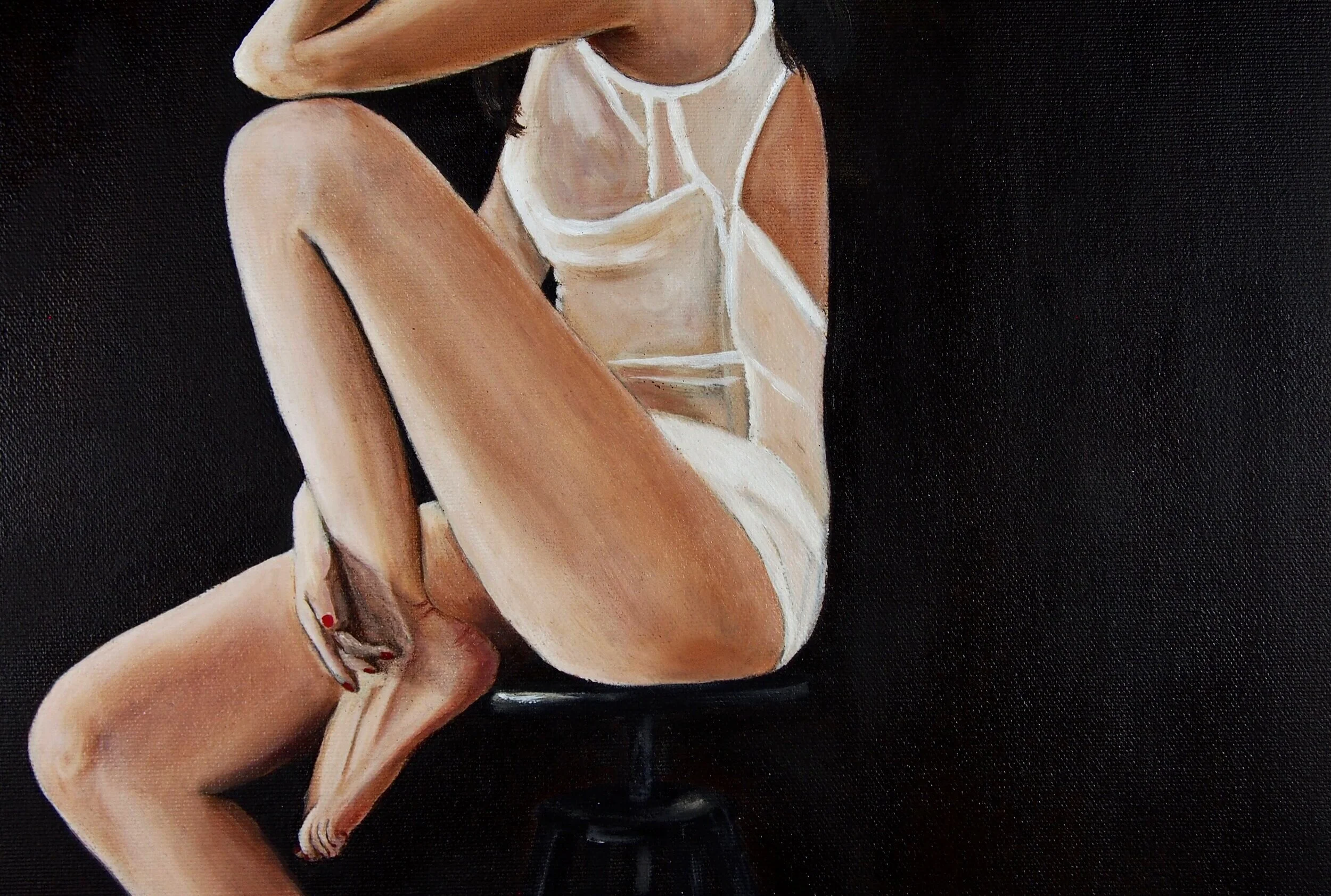 "A model",  Oil on canvas,  16“x20', 2019, by Yanli Tang