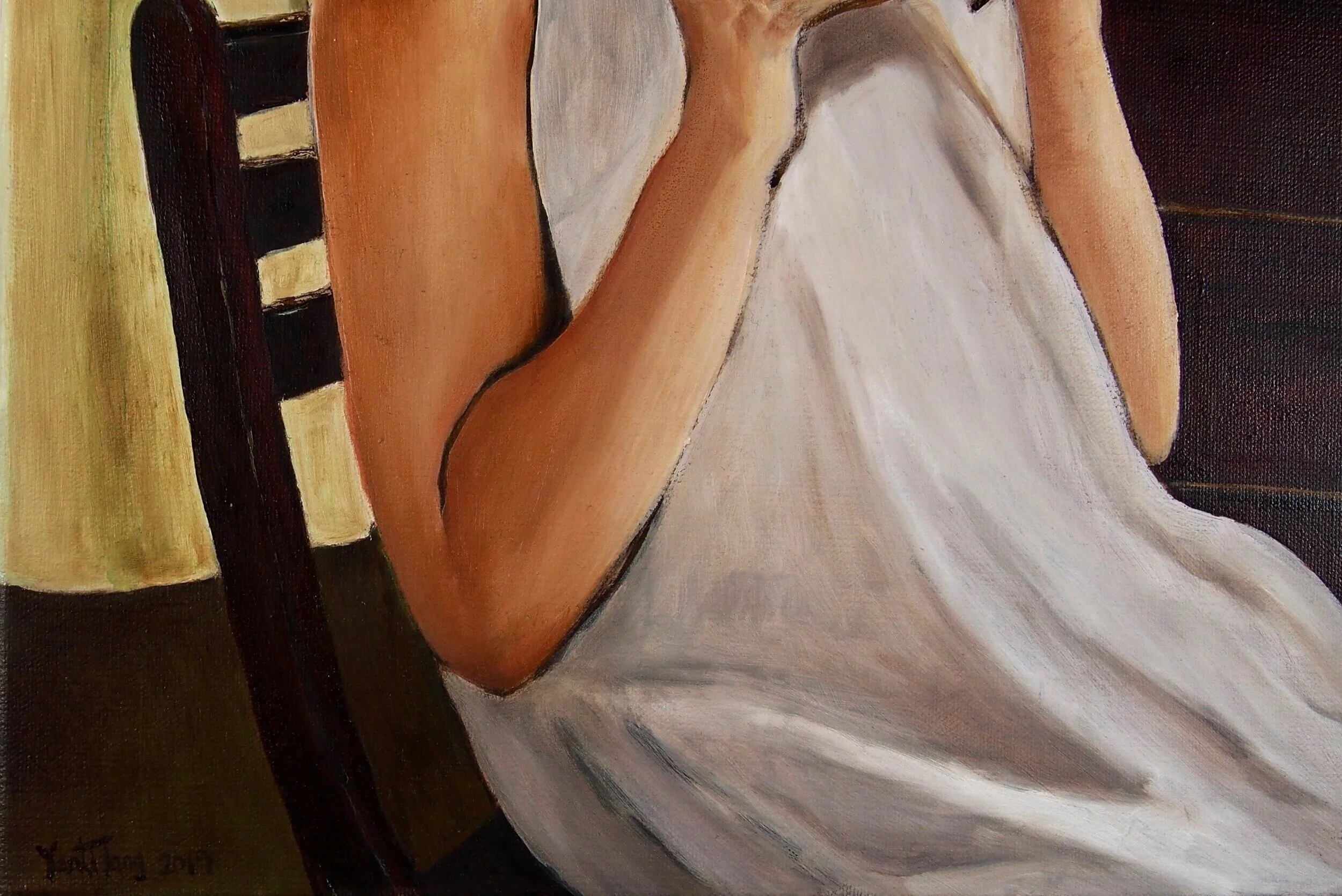 "The Reader", oil on canvas, 18"x24", 2019, by Yanli Tang (SOLD)