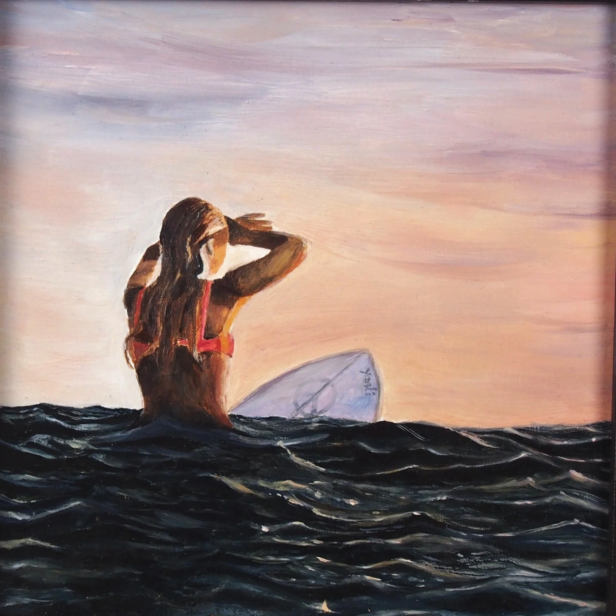 "Waiting waves",  Oil on wood panel, 9"x9", 2018