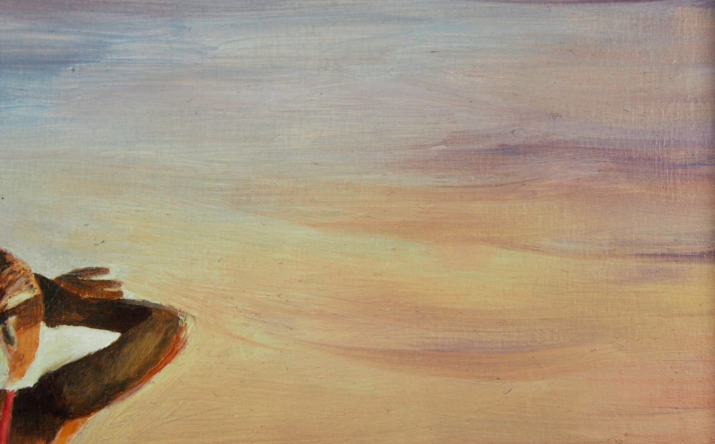  "Waiting waves",  Oil on wood panel, 9"x9", 2018, by Yanli Tang 