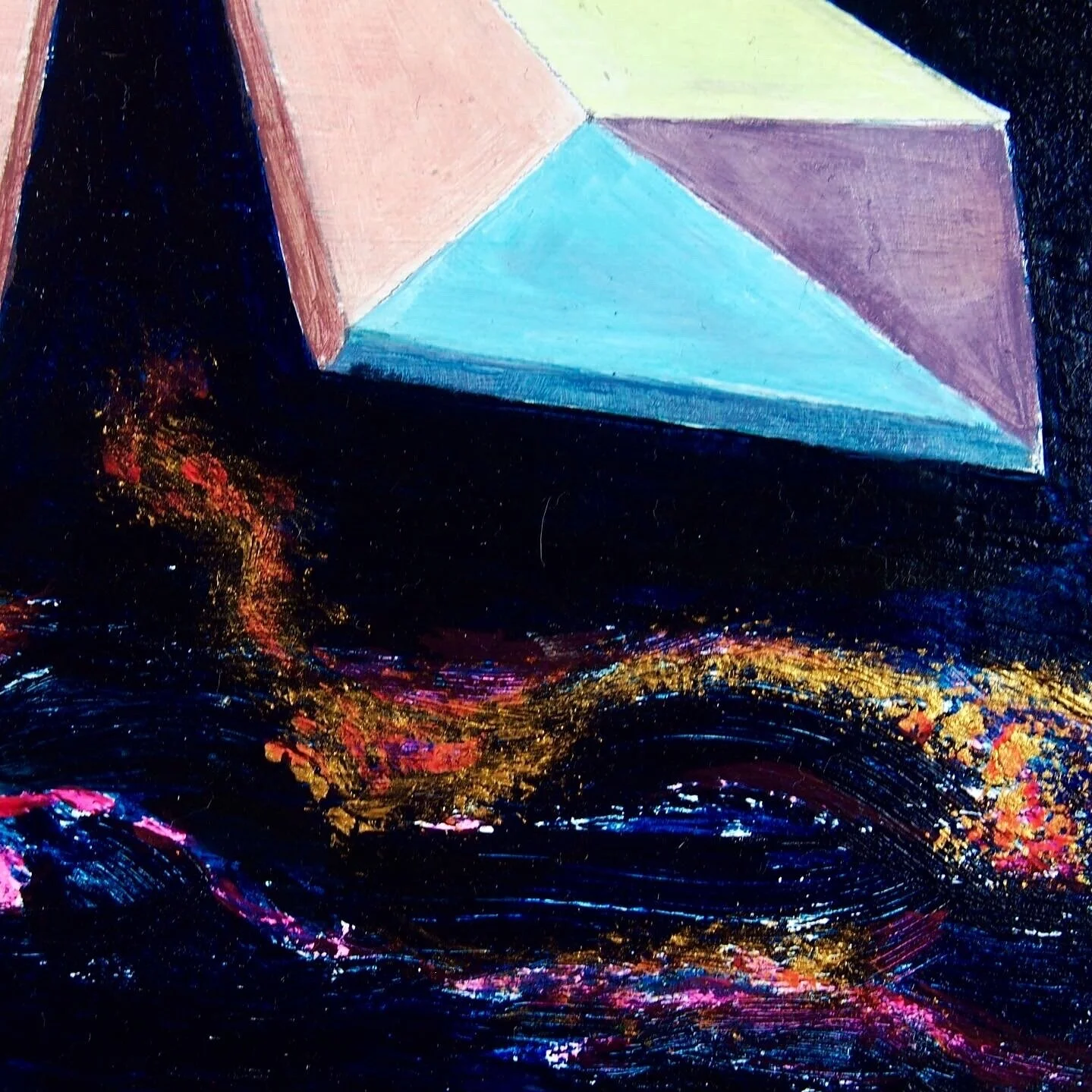 “Butterfly and dreams”, Oil and Acrylic on Wood pales, 20cmx20cm, 2021, by Yanli Tang.