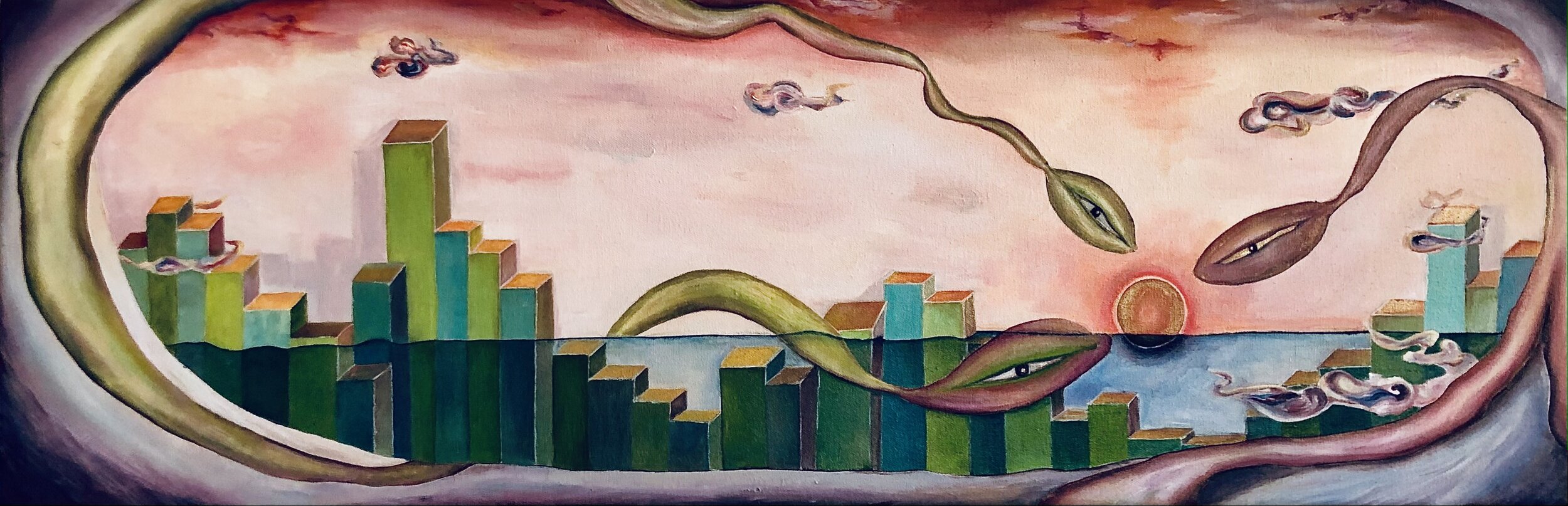 'One day', oil on canvas, 90cm x 30cm, 2021