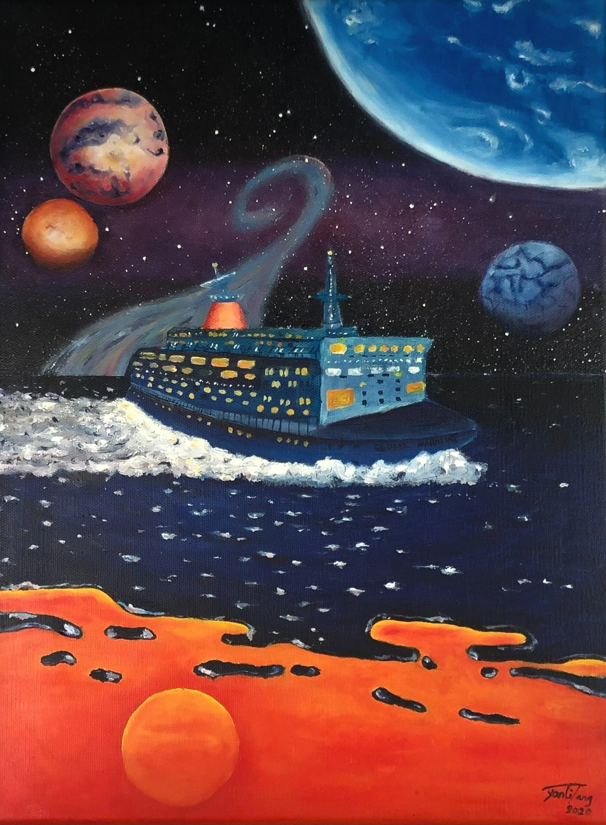 "Weekender", Oil on canvas by Yanli Tang, 12”X16”, 2020 (SOLD)