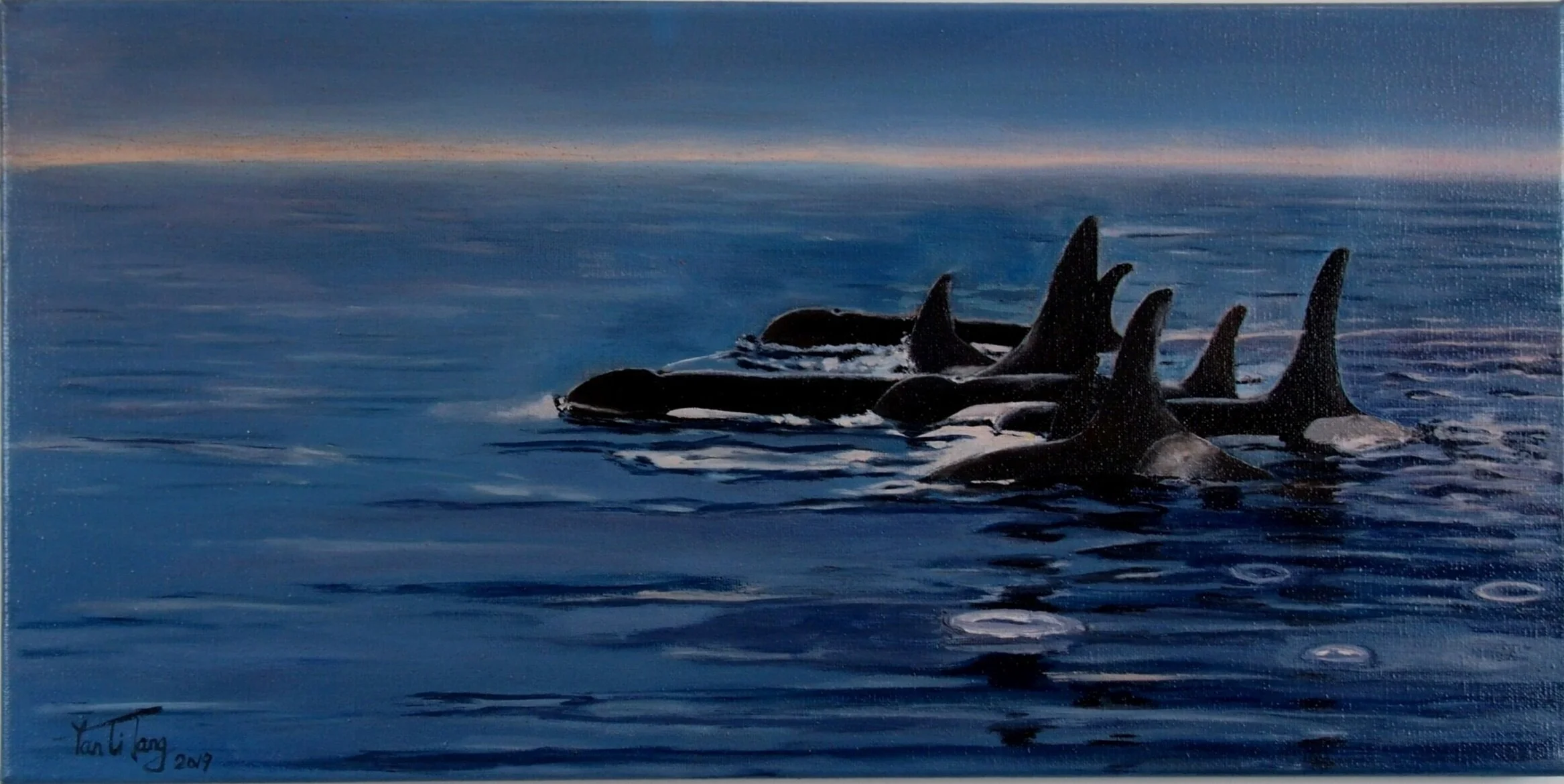 "Ocean love"  oil on canvas, 10”X20”, 2019