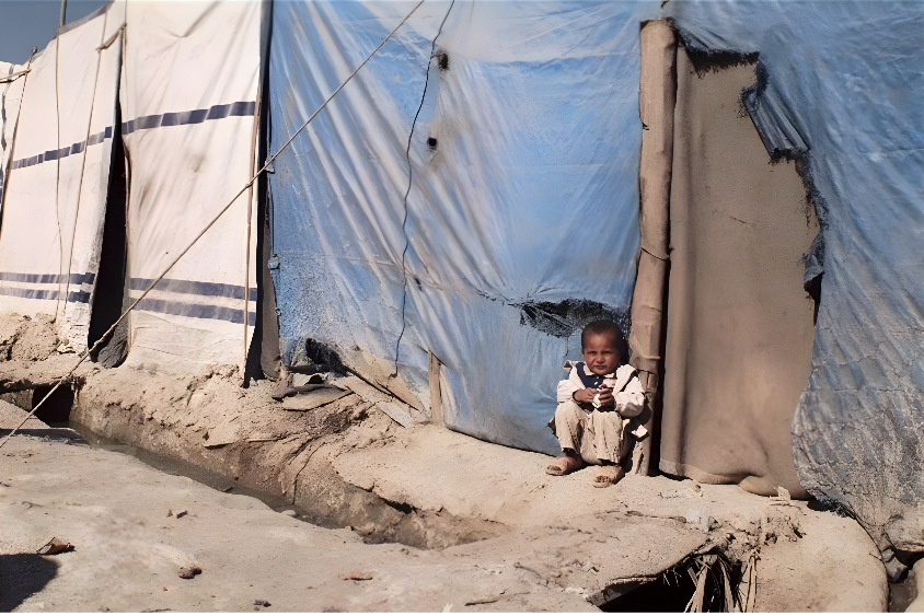 BOY OUTSIDE his TENT