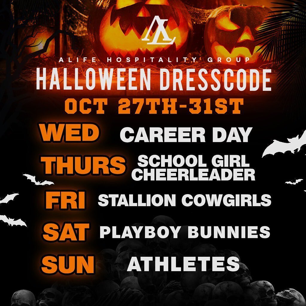 Come dressed to impressive! 🎃👻 What&rsquo;s your fav day on our Halloween Dresscode list! #ThePark🌳 

#foodpics 
#foodpics 
#houston #houstonhotspots #houstonfoodie #houstonfood #foodie #foodiesofinstagram #foodielife #foodporn #foodblogger #foodp