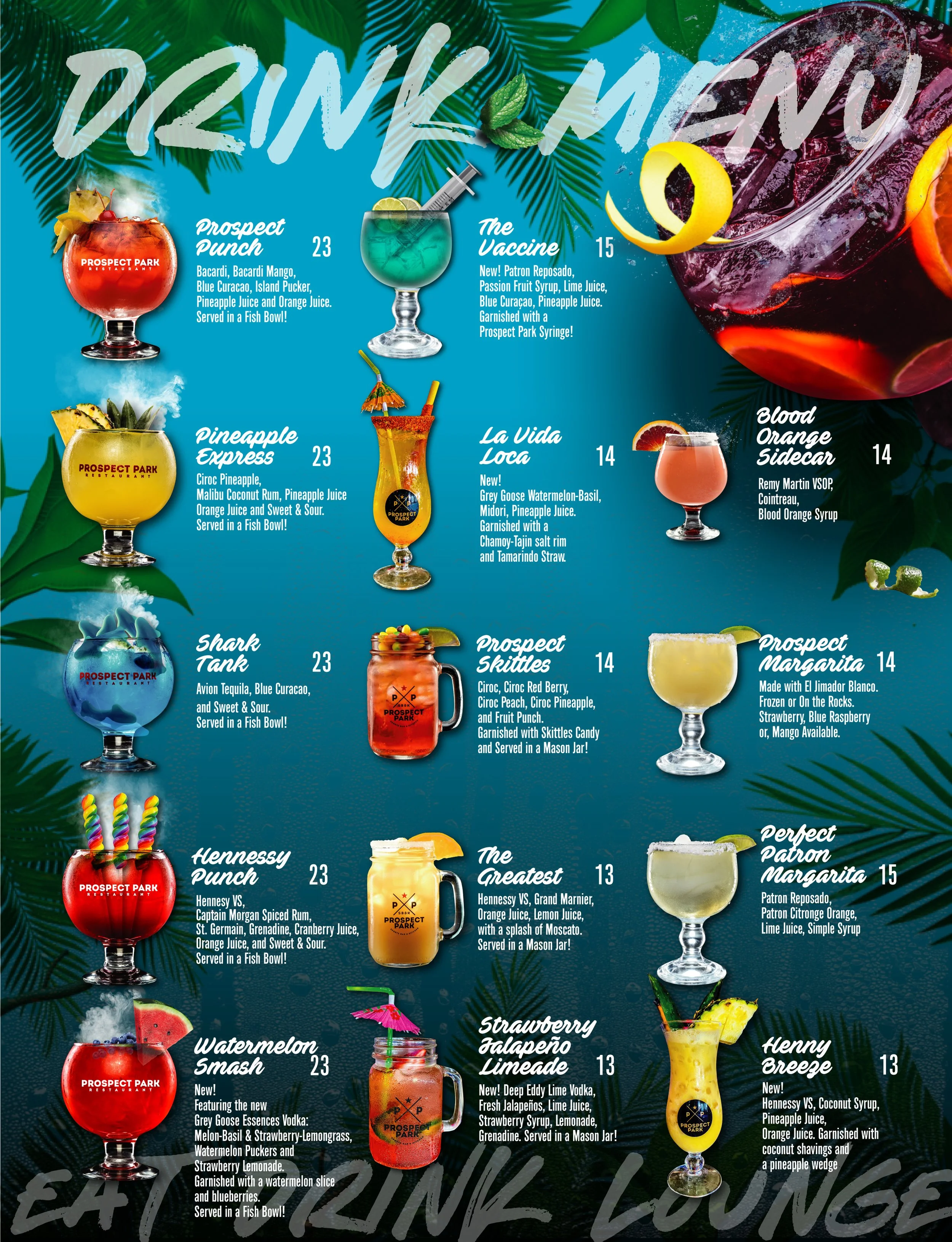 Galleria Menu — Prospect Park Houston