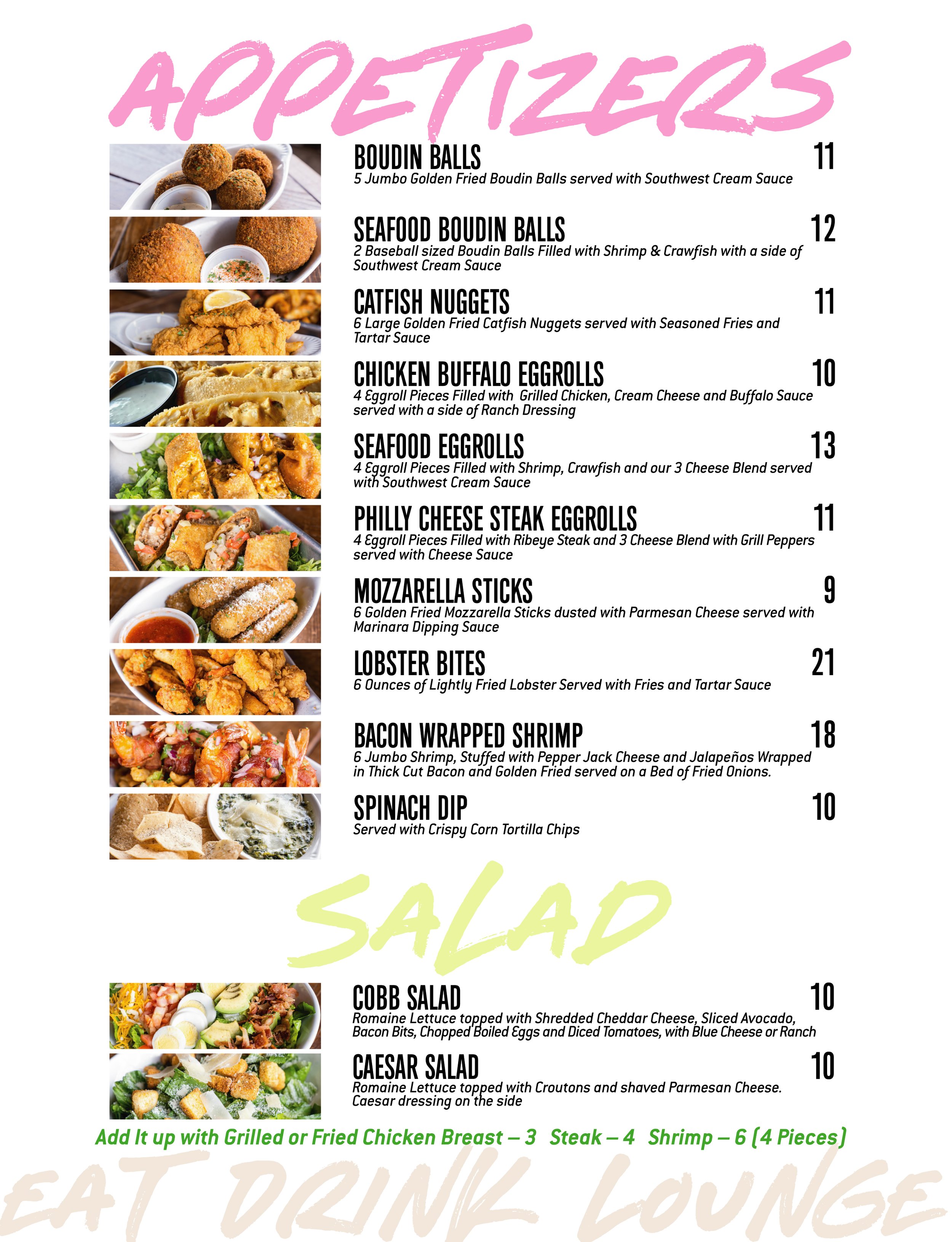 Galleria Menu — Prospect Park Houston