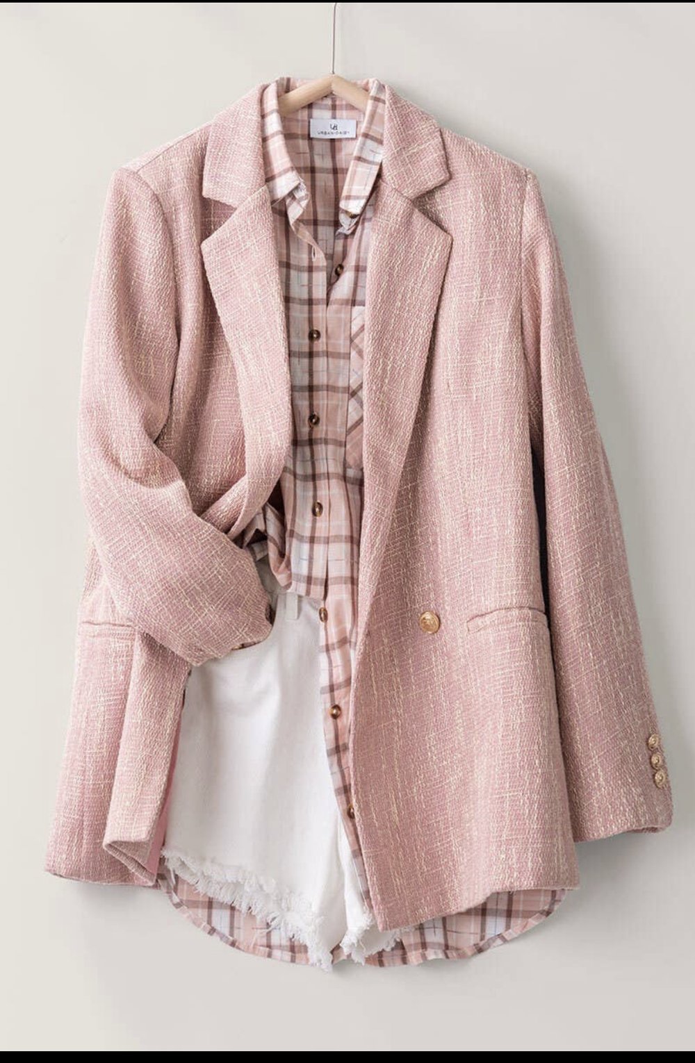STORETS Liz Tweed Cropped Jacket - S/M Baby Pink