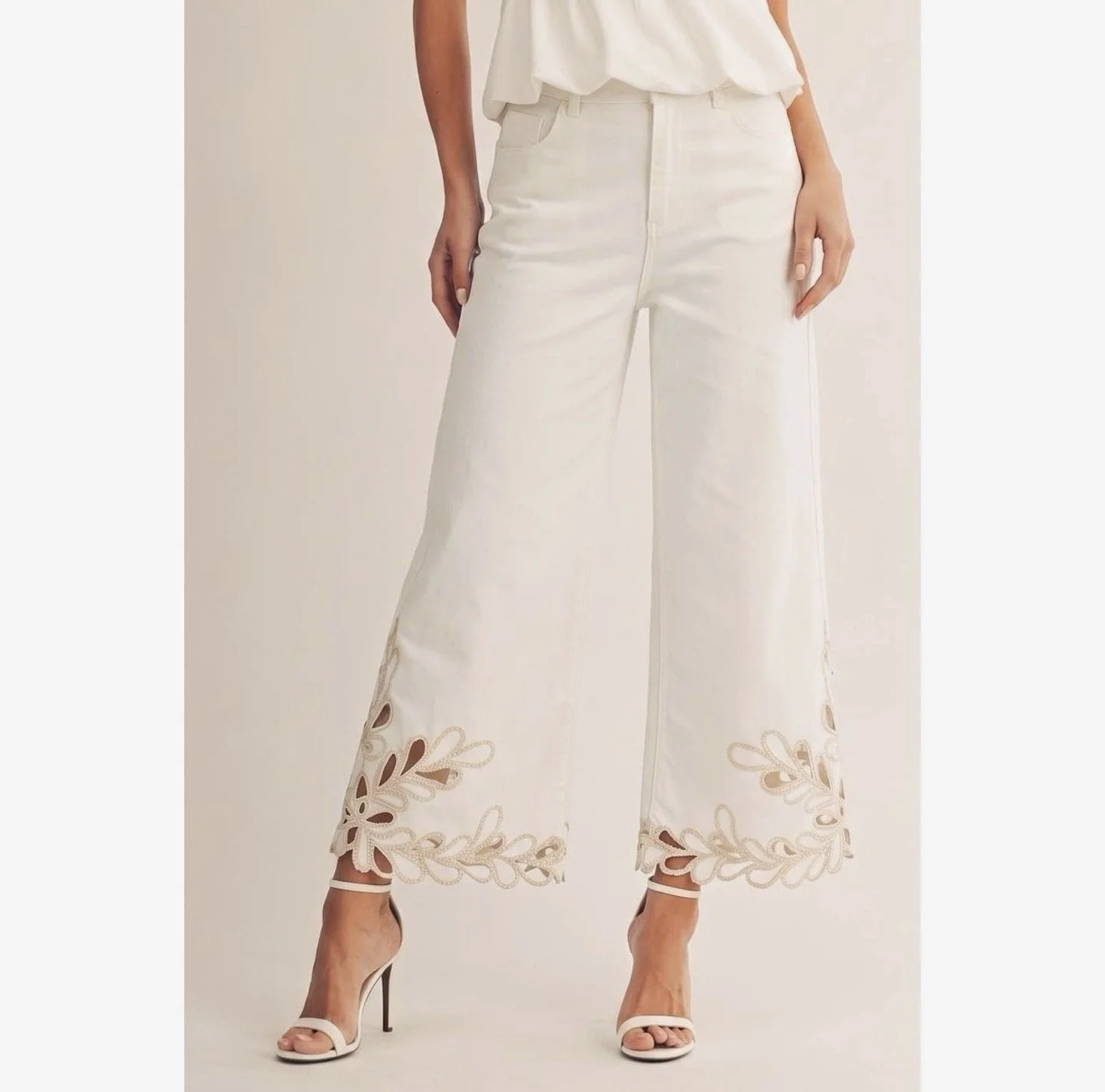 Embroidered Hem Pant