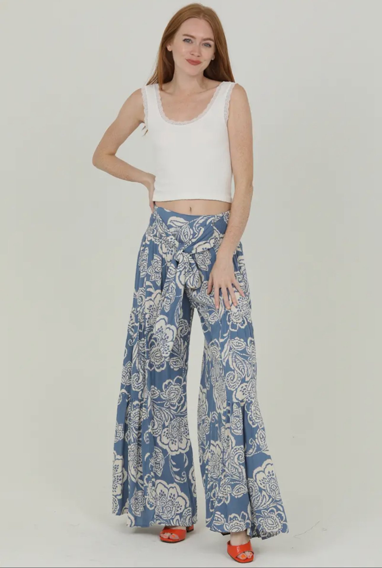 Tiered Blue Floral Pant
