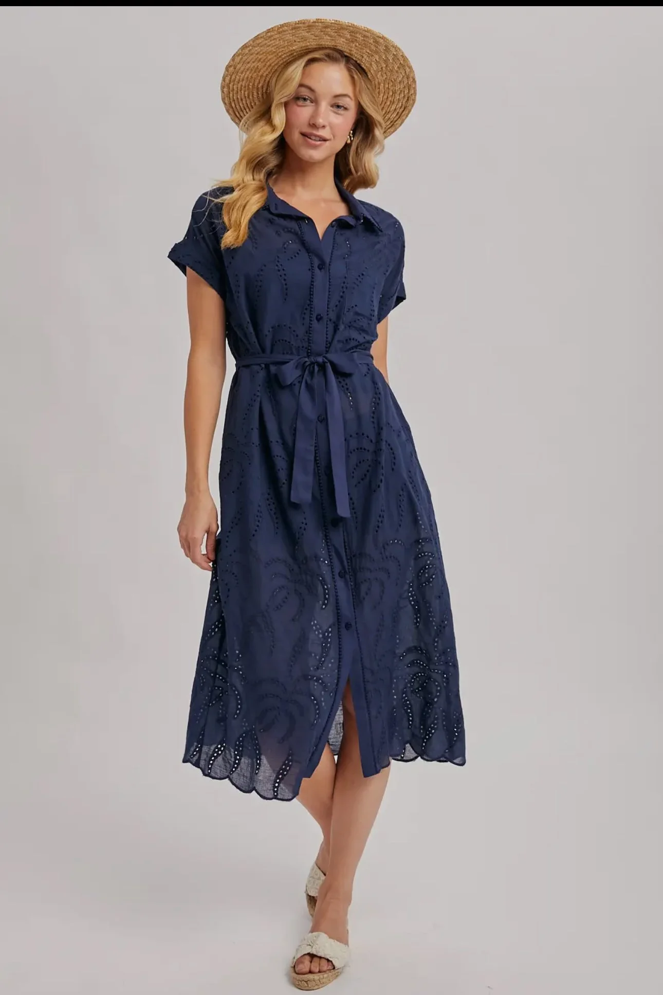 Eyelet Midi Dress