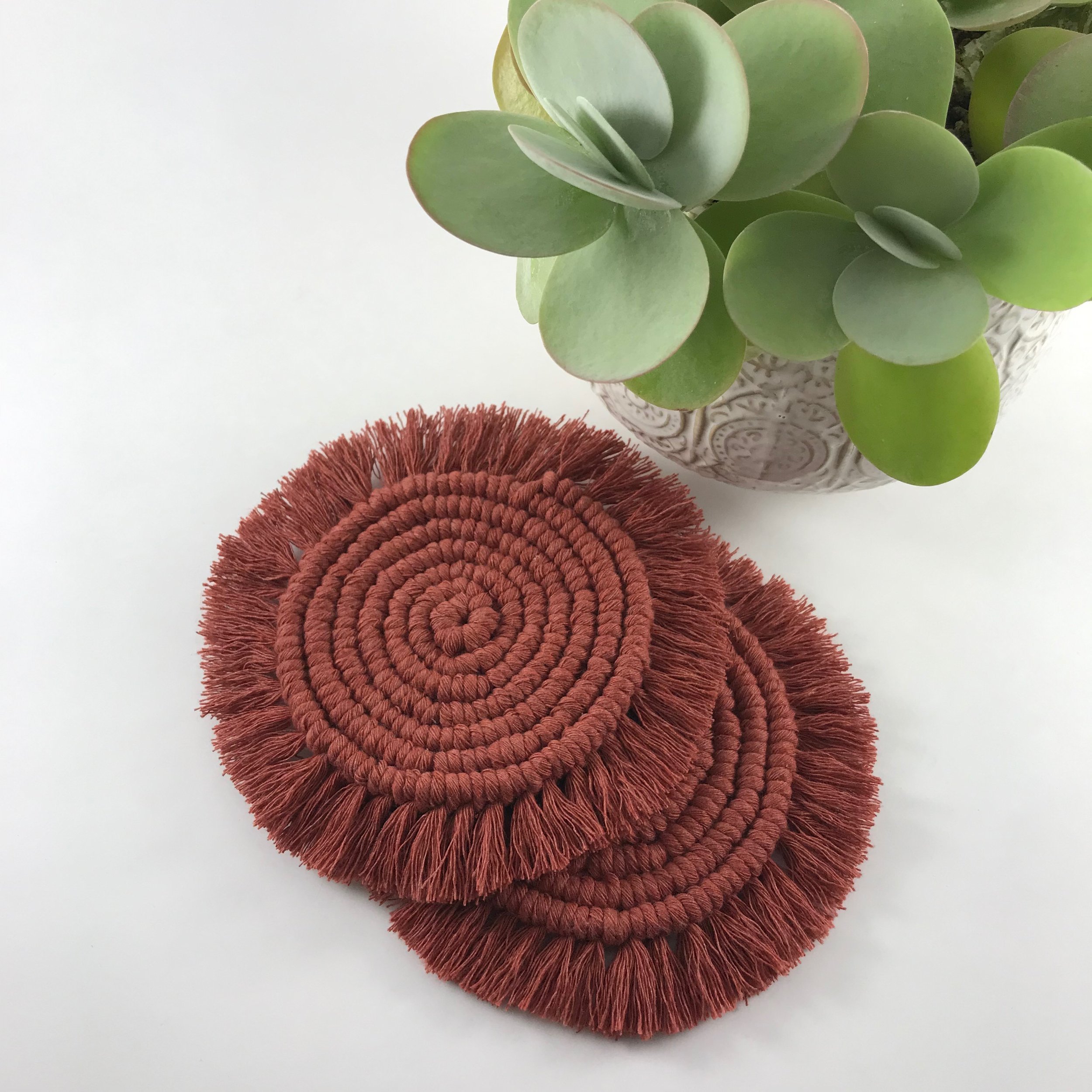Rosewood Macrame Coasters