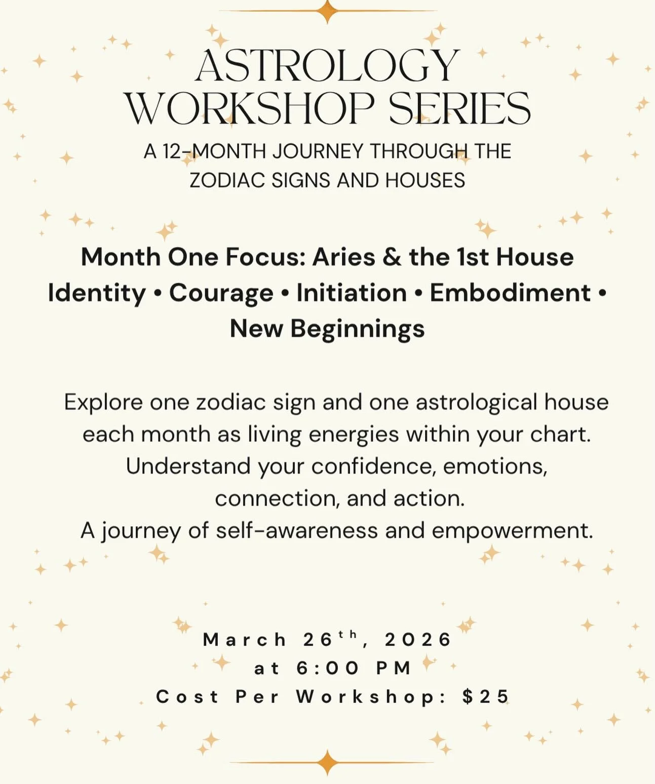 ✨ Ready to begin your 12-month journey? Kick-off your exploration of the zodiac signs and houses THIS THURSDAY for our Month One Focus on Aries and the 1st House! There are only a few spots left&mdash;claim yours at the link in our bio before it&rsqu