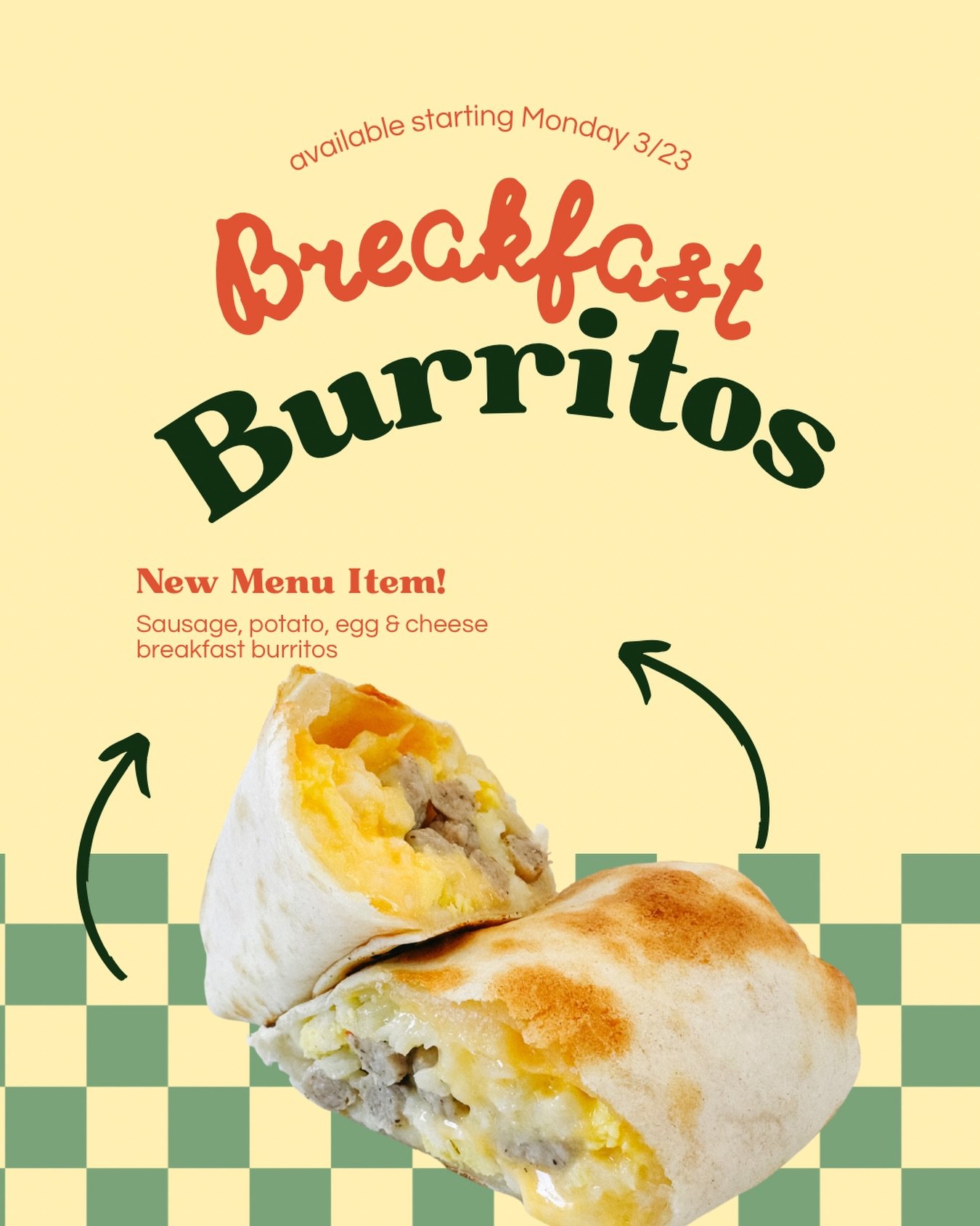 Tomorrow at every @carterscoffeebar location BREAKFAST BURRITOS will be served!