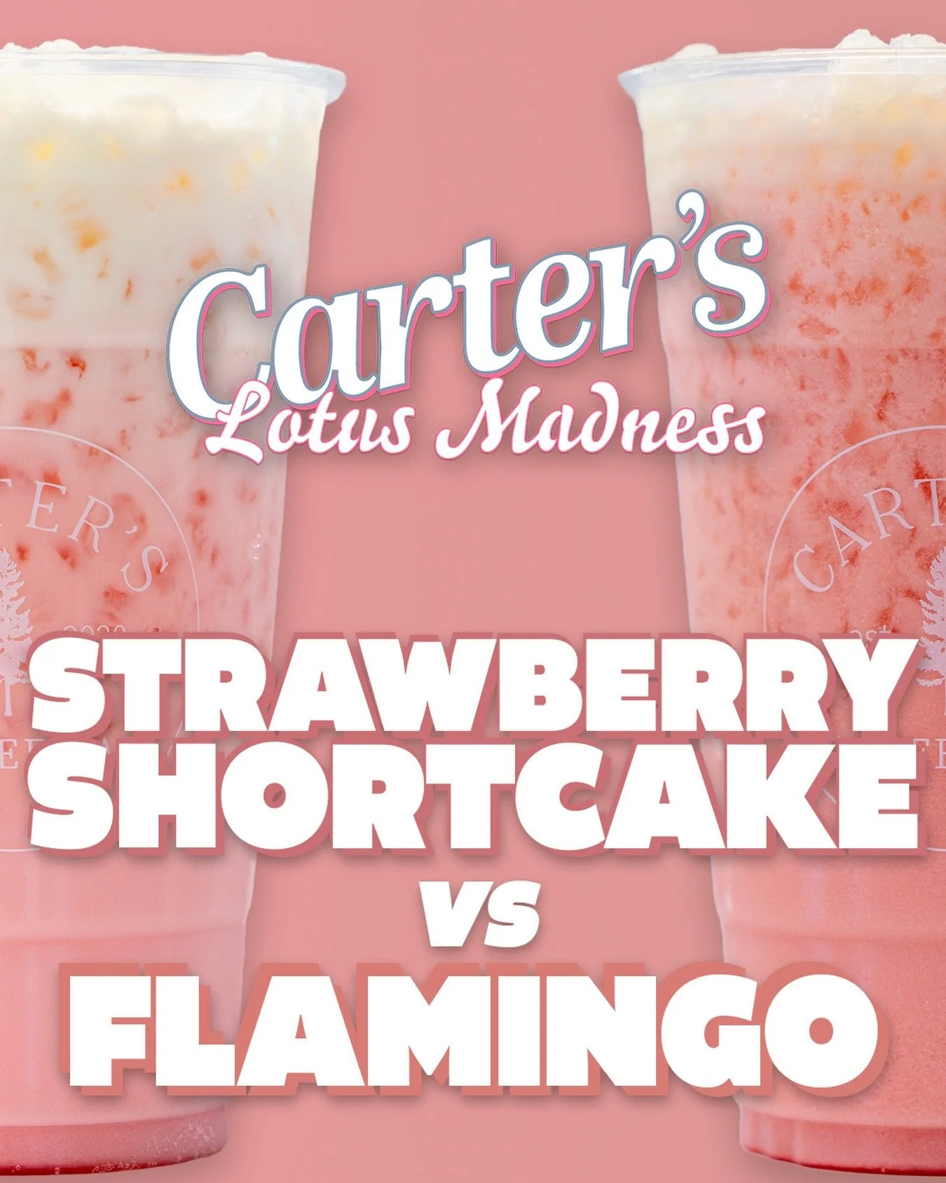 The final showdown for Lotus Madness is here! Who's taking the win?! Save 20% on these drinks tomorrow - each purchase counts as 5 votes! Vote now through Tuesday, March 31 at cartersmadness.com
