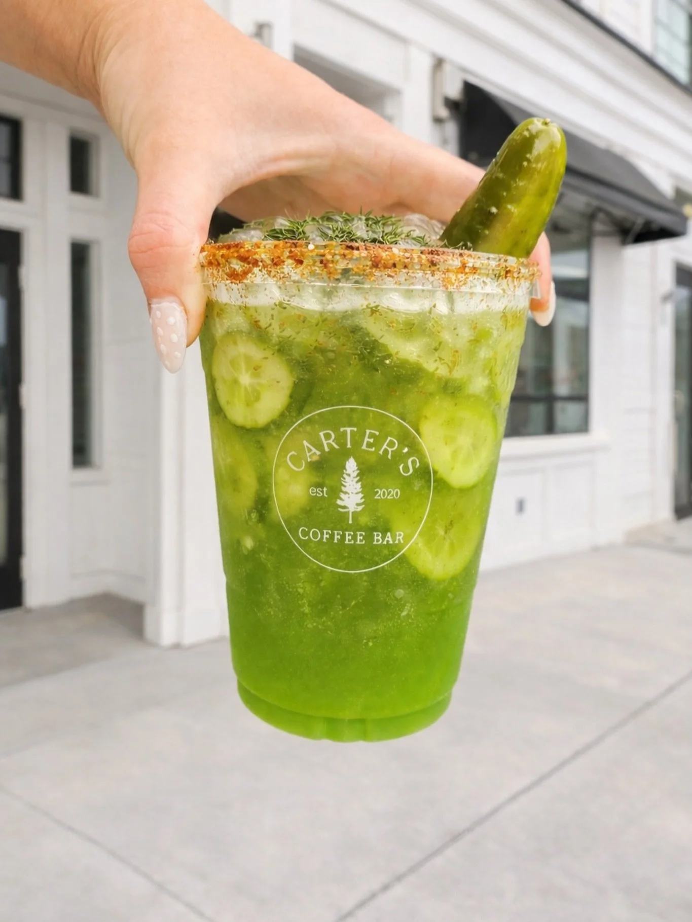IT'S PICKLE TIME! Enjoy our new 'Dill-icious Latte'. The health benefits in this drink are wild. Remember a pickle a day keeps the doctor away! Available at all locations😏