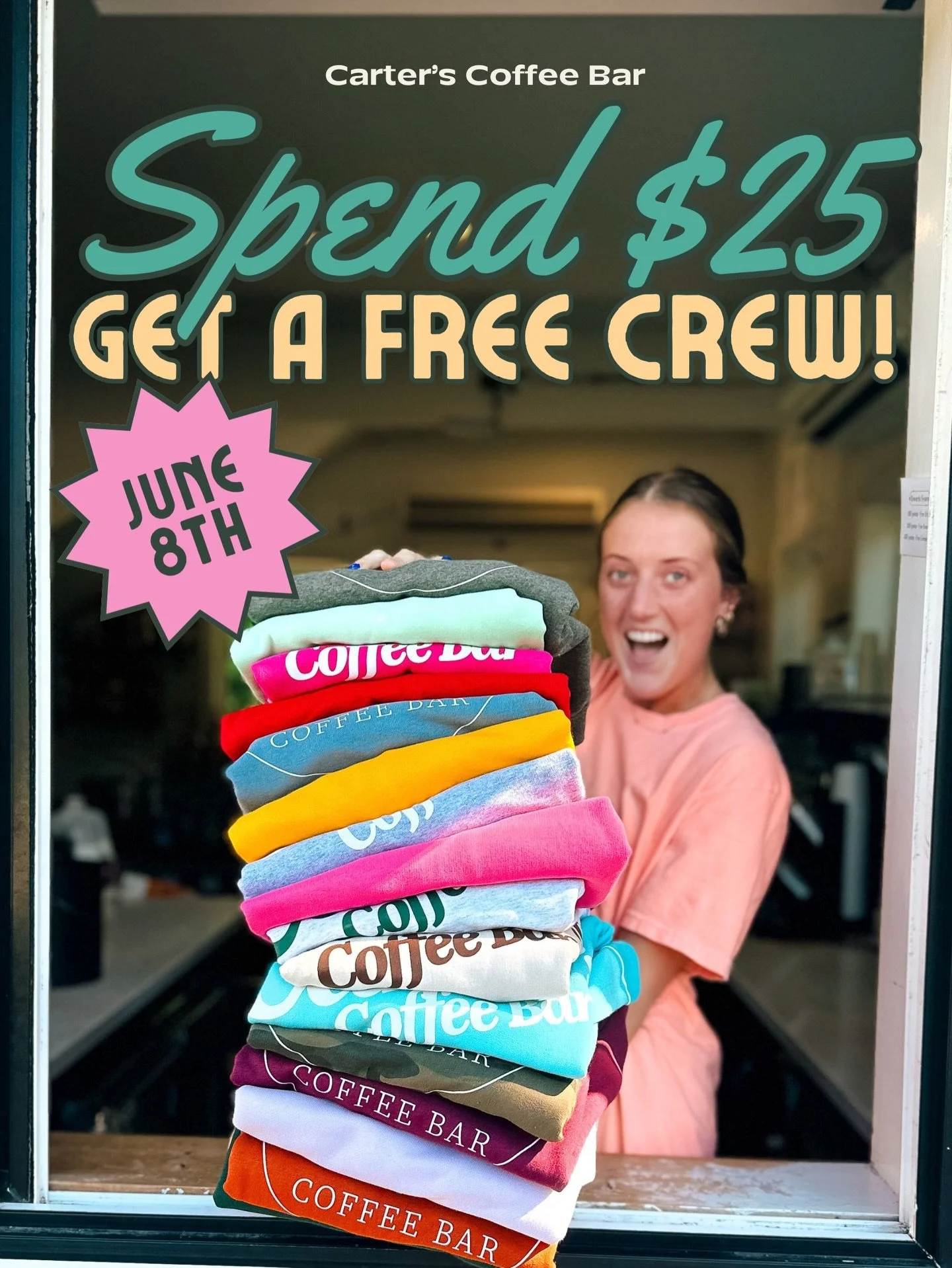 💙No need for those Monday blues when you can get a FREE surprise crew!!!🥳 Get yours THIS Monday, June 8th, when you spend $25!‼️

*while supplies last! we will surprise you with a crew of your size preference. spend $25 on anything in store, gift c