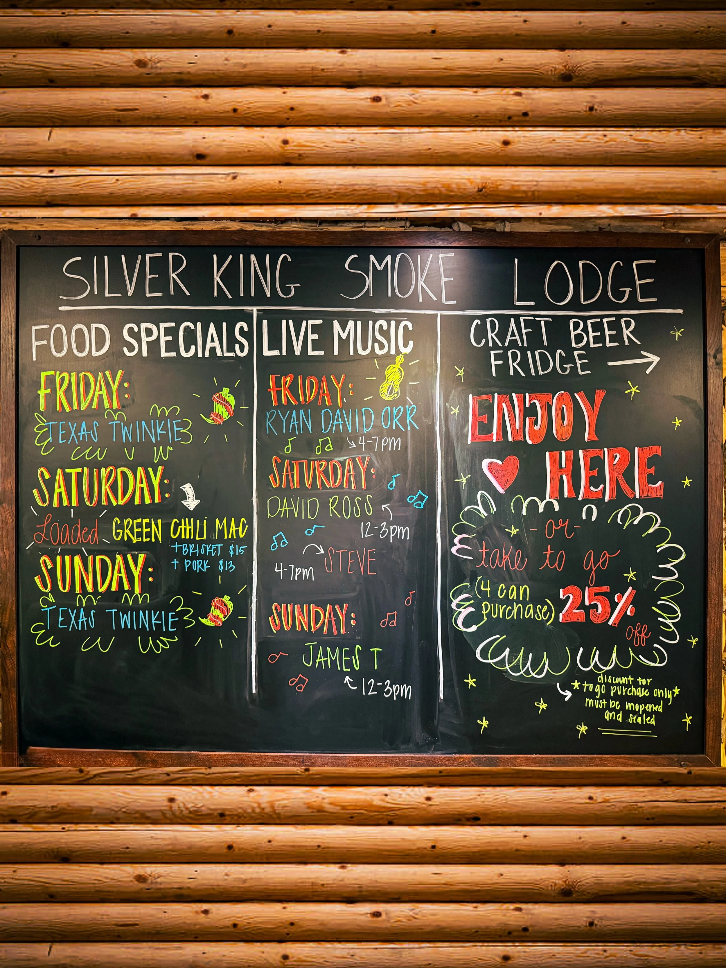 Stay up to date with the latest &amp; greatest

If you didn&rsquo;t know, now you do! Great spot to see what food specials, live music and other important info is happening here at the smoke lodge 🍻