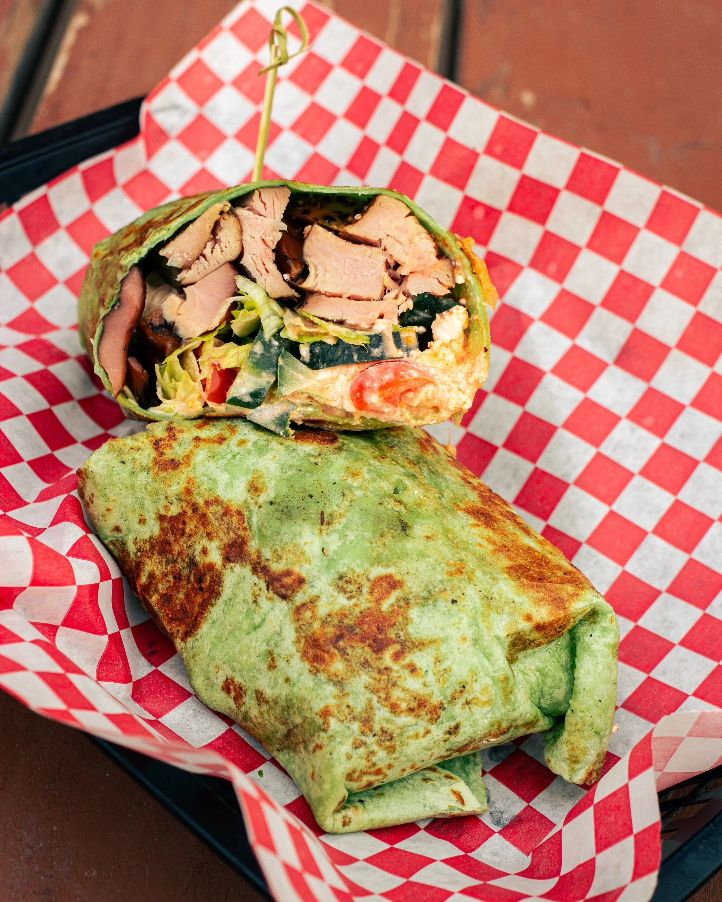 Check out our Turkey Wrap

Tortilla loaded up with our smoked turkey, lettuce, tomato, cucumber and feta. Then we dress it in ranch, hot sauce &amp; lemon zest for the finishing touch. Your taste buds will thank you later. We&rsquo;ve also got plenty